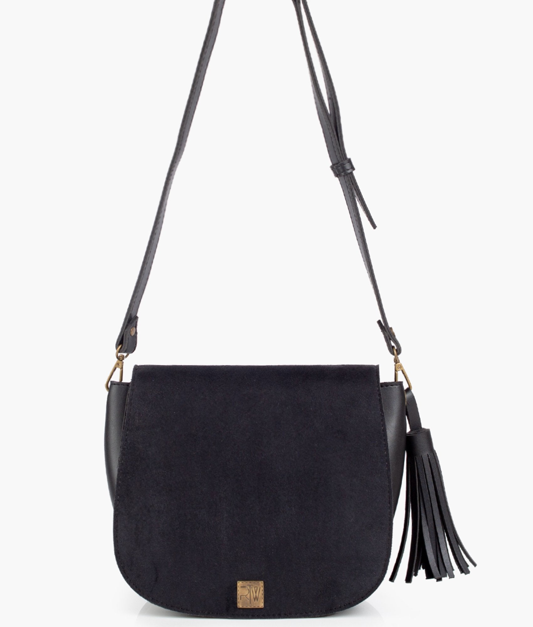 Z.B - Black suede foldover saddle bag