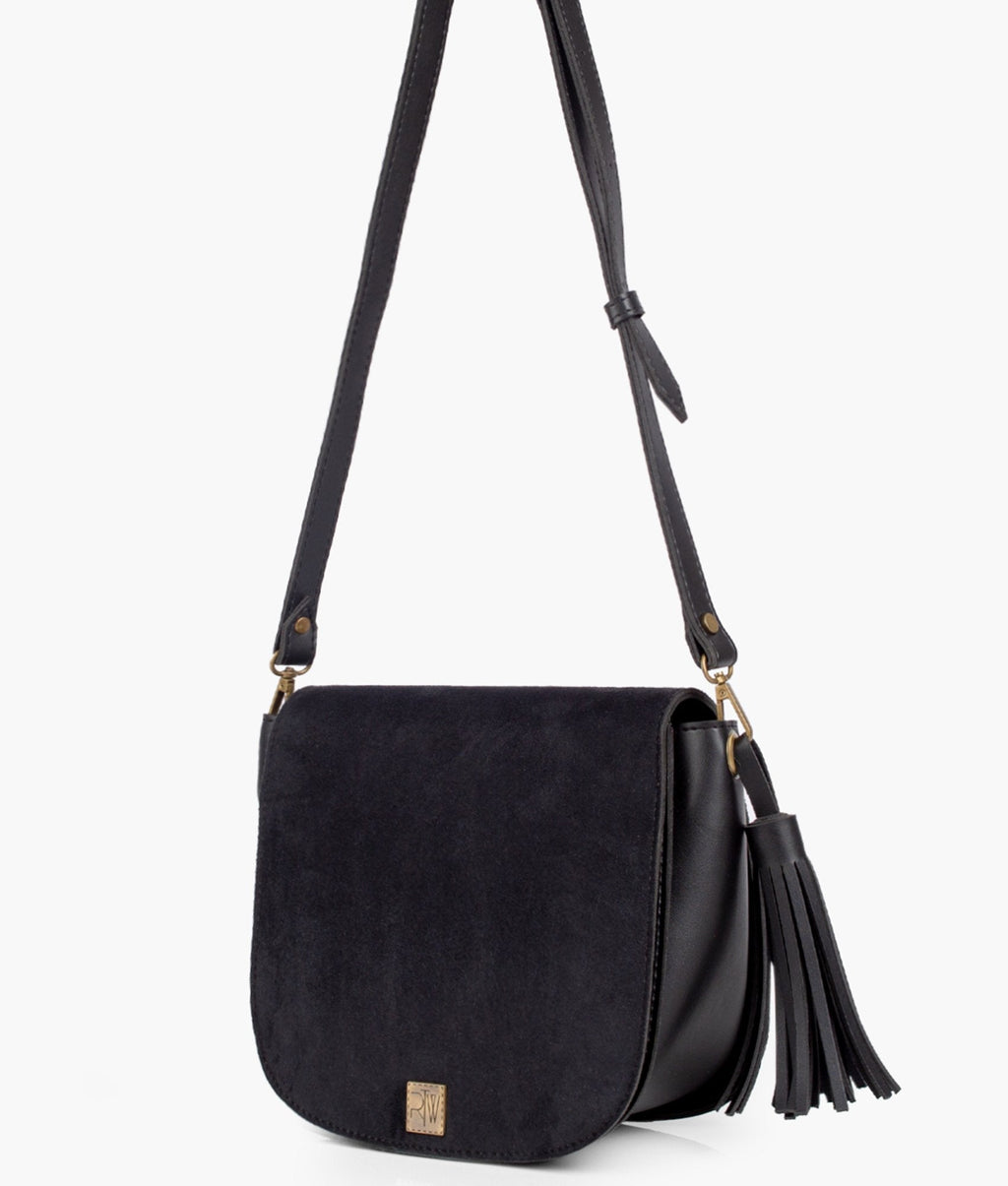 Z.B - Black suede foldover saddle bag