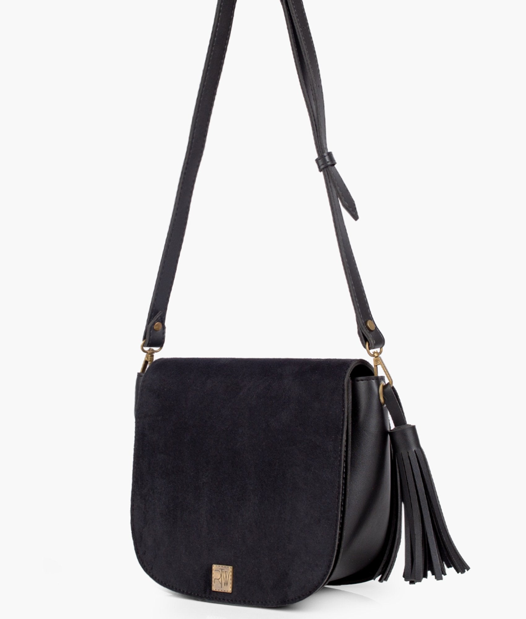 Z.B - Black suede foldover saddle bag