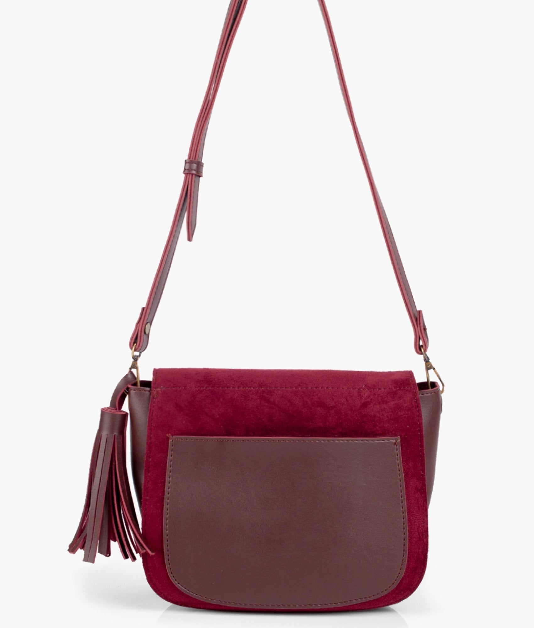 Z.B - Burgundy suede foldover saddle bag