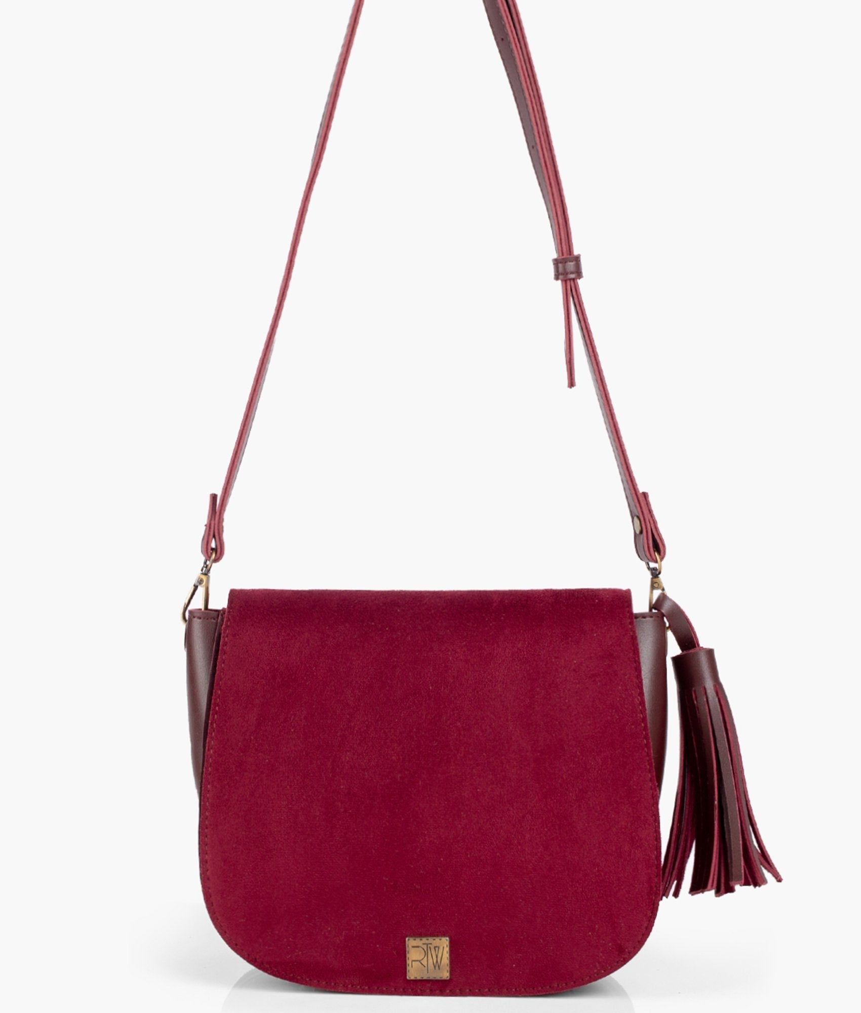 Z.B - Burgundy suede foldover saddle bag