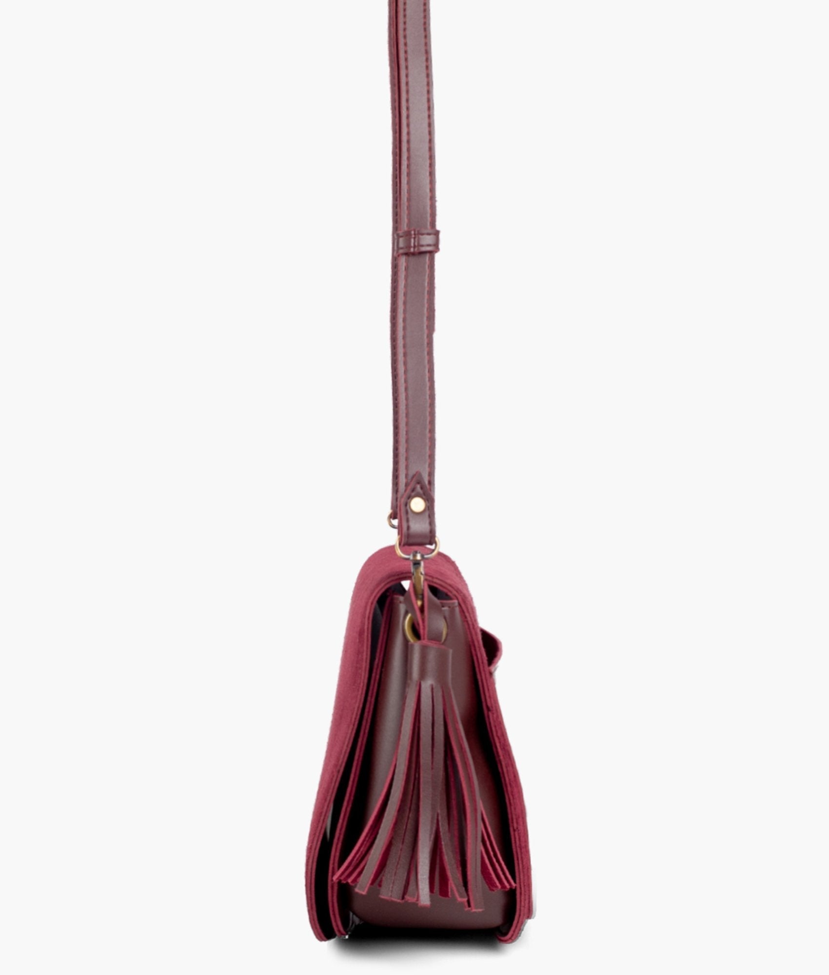 Z.B - Burgundy suede foldover saddle bag