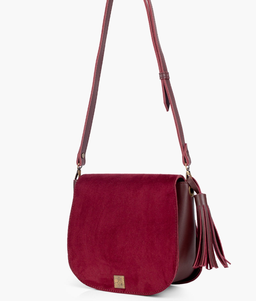 Z.B - Burgundy suede foldover saddle bag