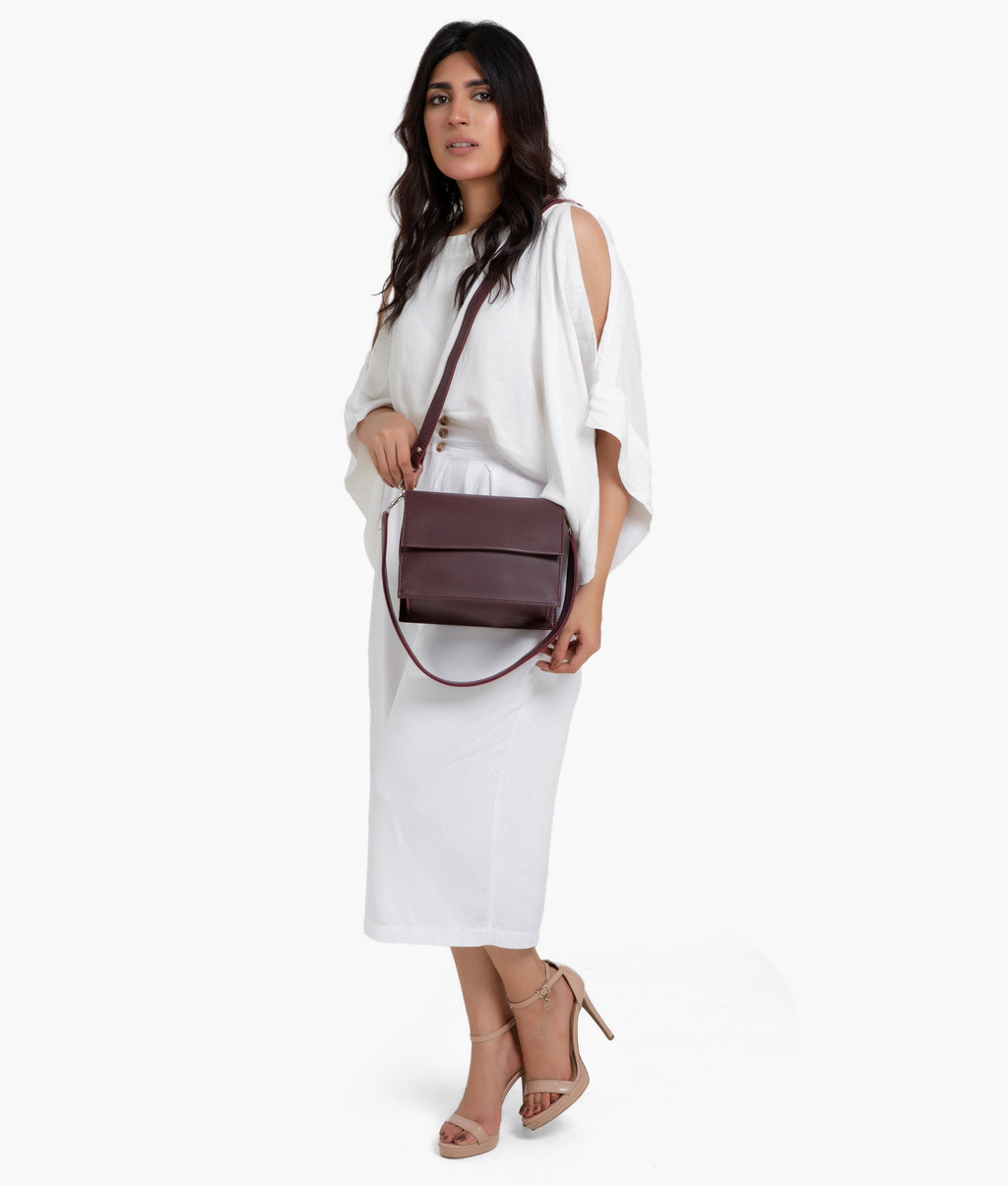 Z.B - Burgundy mini cross-body bag