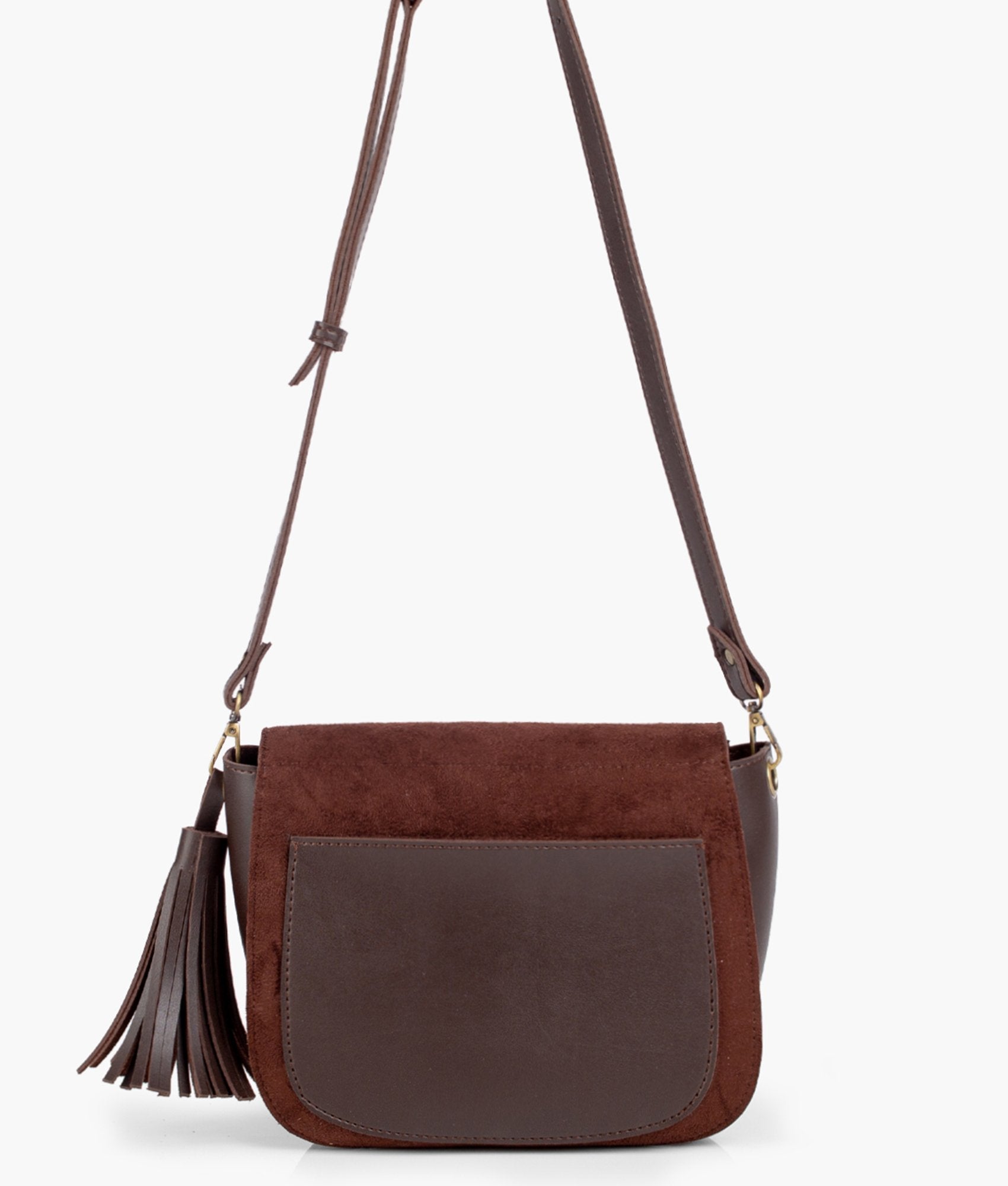 Z.B - Dark brown suede foldover saddle bag