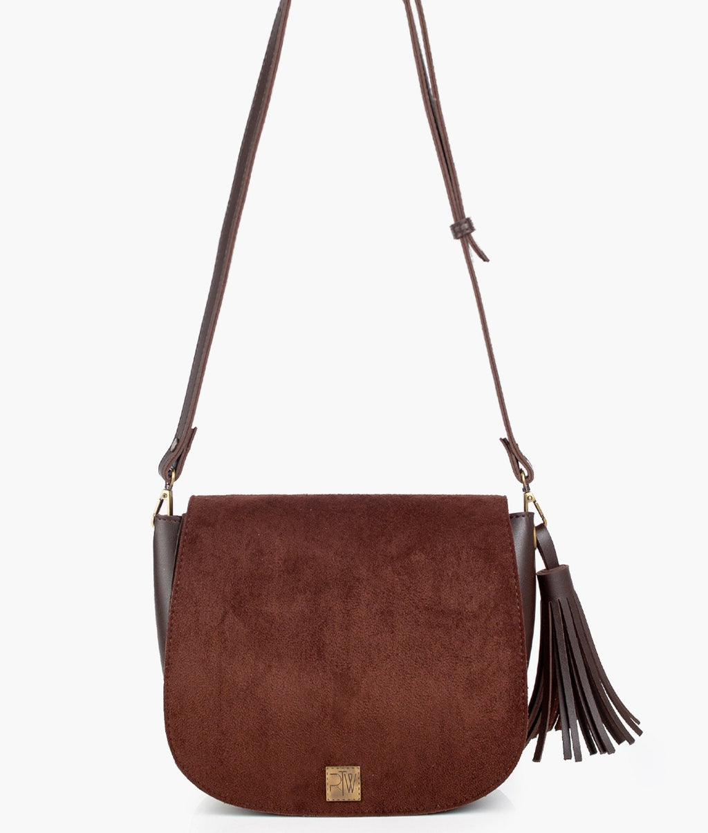 Z.B - Dark brown suede foldover saddle bag