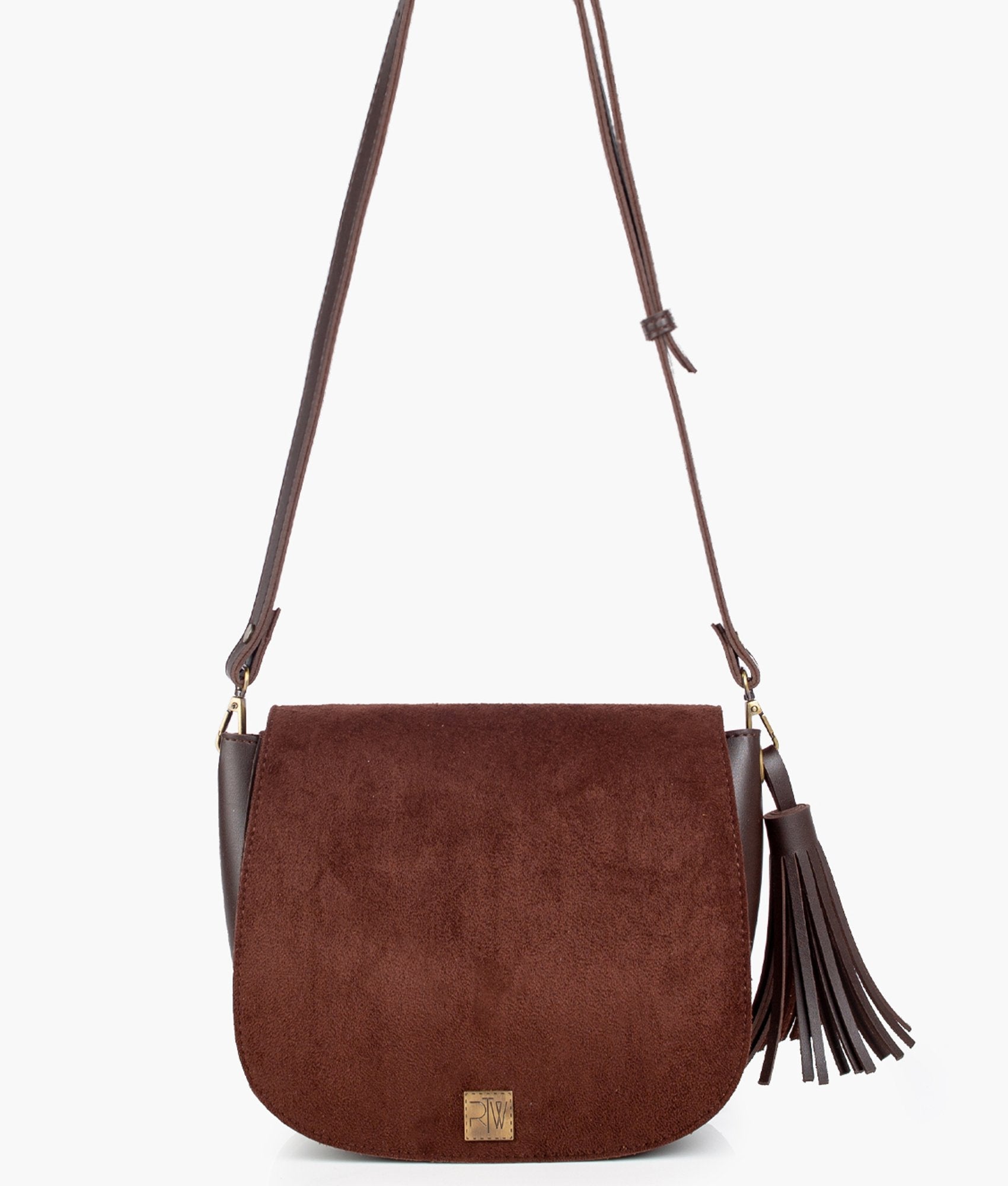 Z.B - Dark brown suede foldover saddle bag