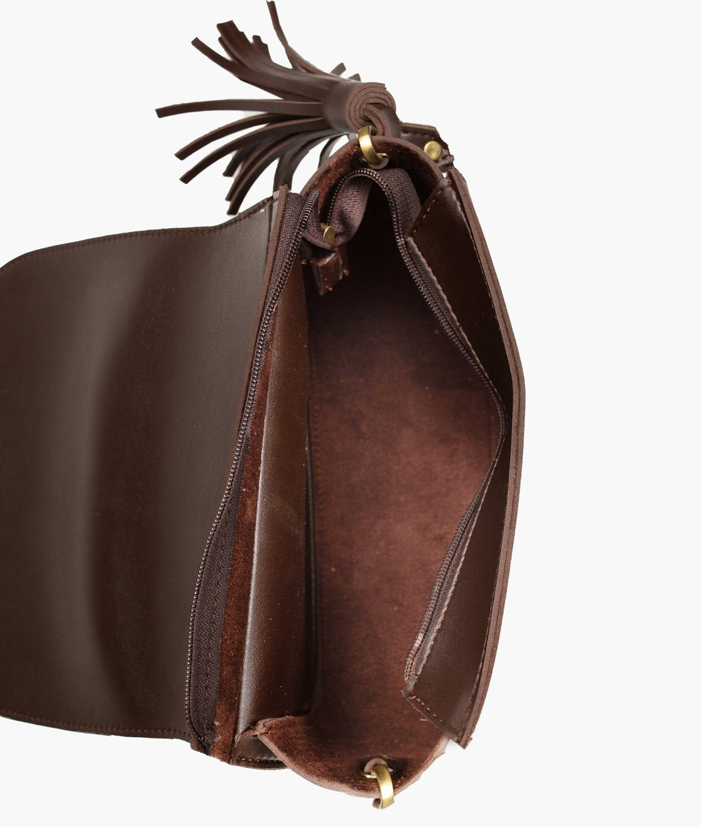 Z.B - Dark brown suede foldover saddle bag