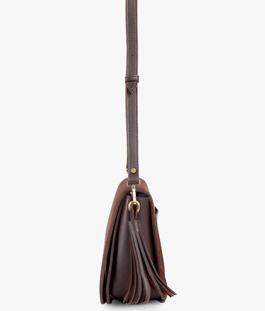 Z.B - Dark brown suede foldover saddle bag