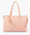 Z.B - Baby pink quilted carryall tote bag