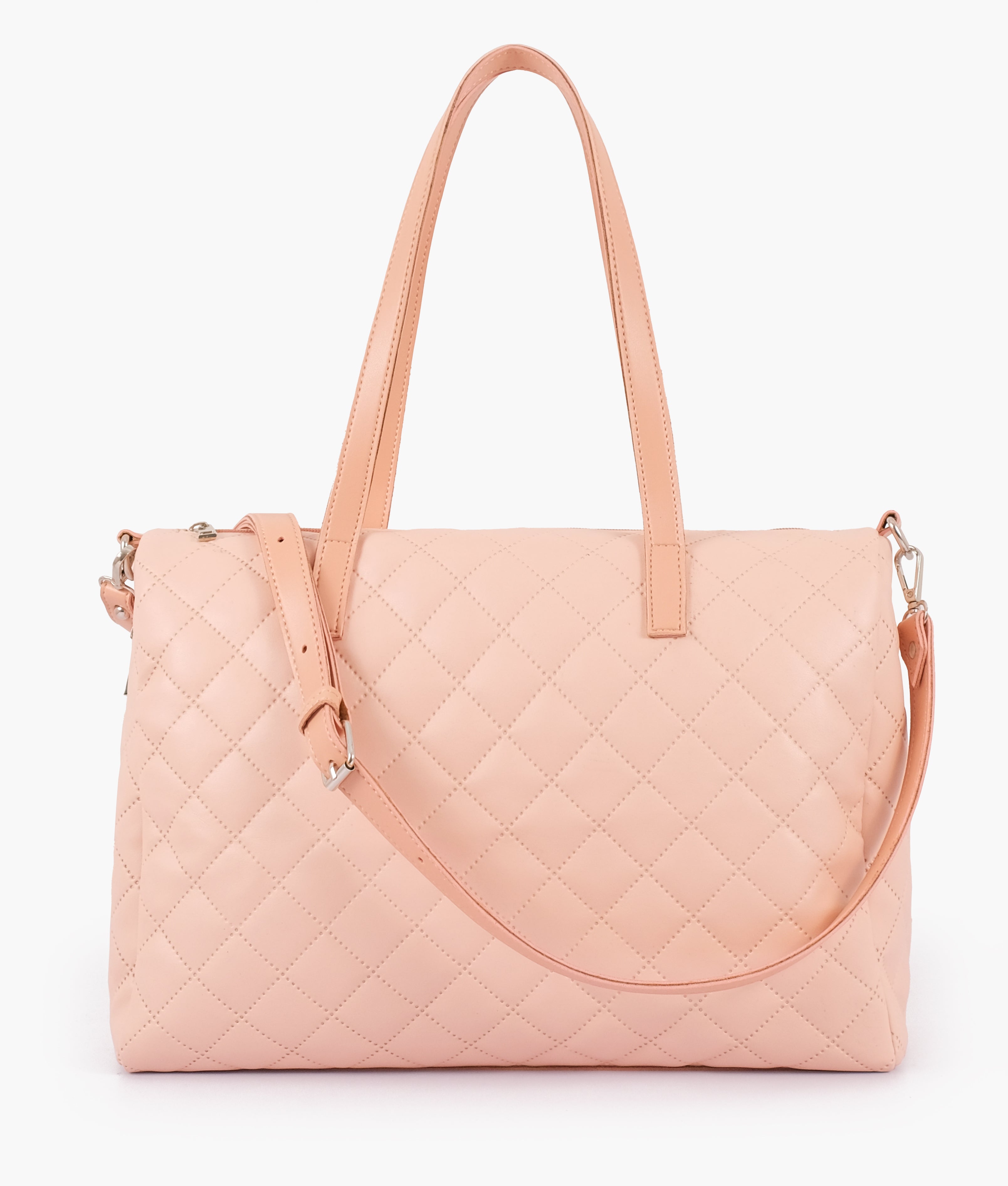 Z.B - Baby pink quilted carryall tote bag