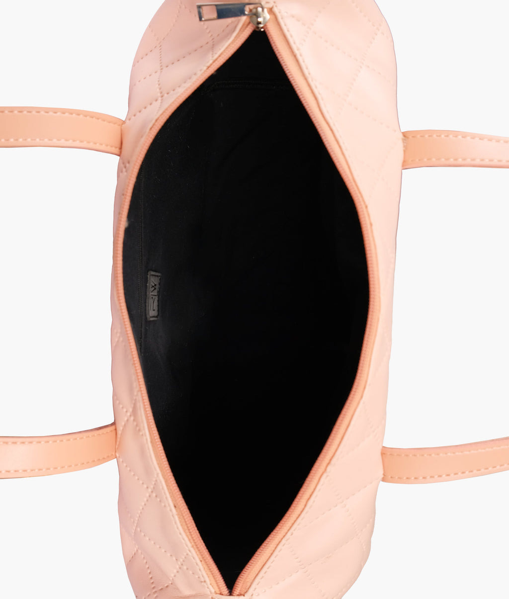 Z.B - Baby pink quilted carryall tote bag