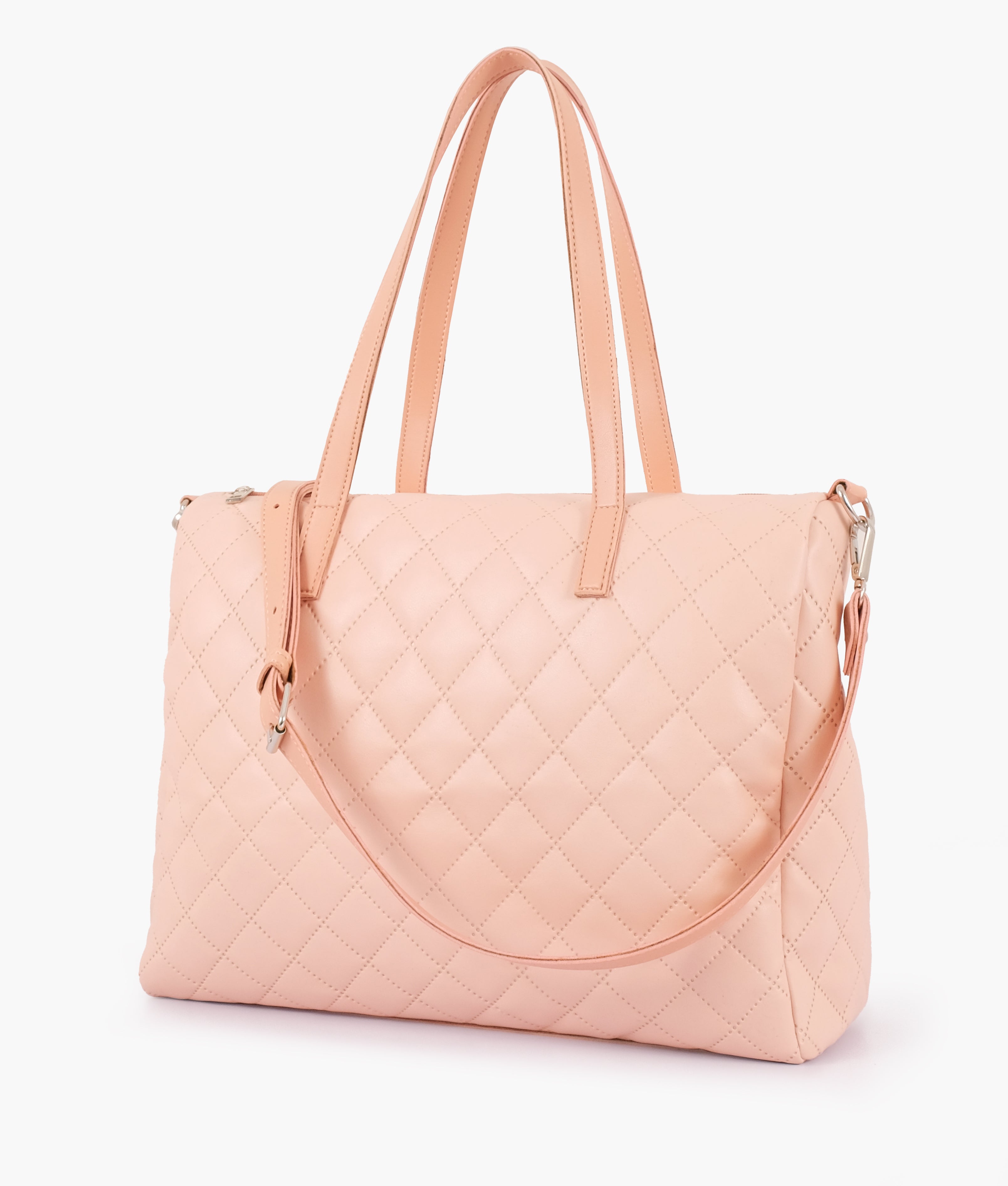 Z.B - Baby pink quilted carryall tote bag