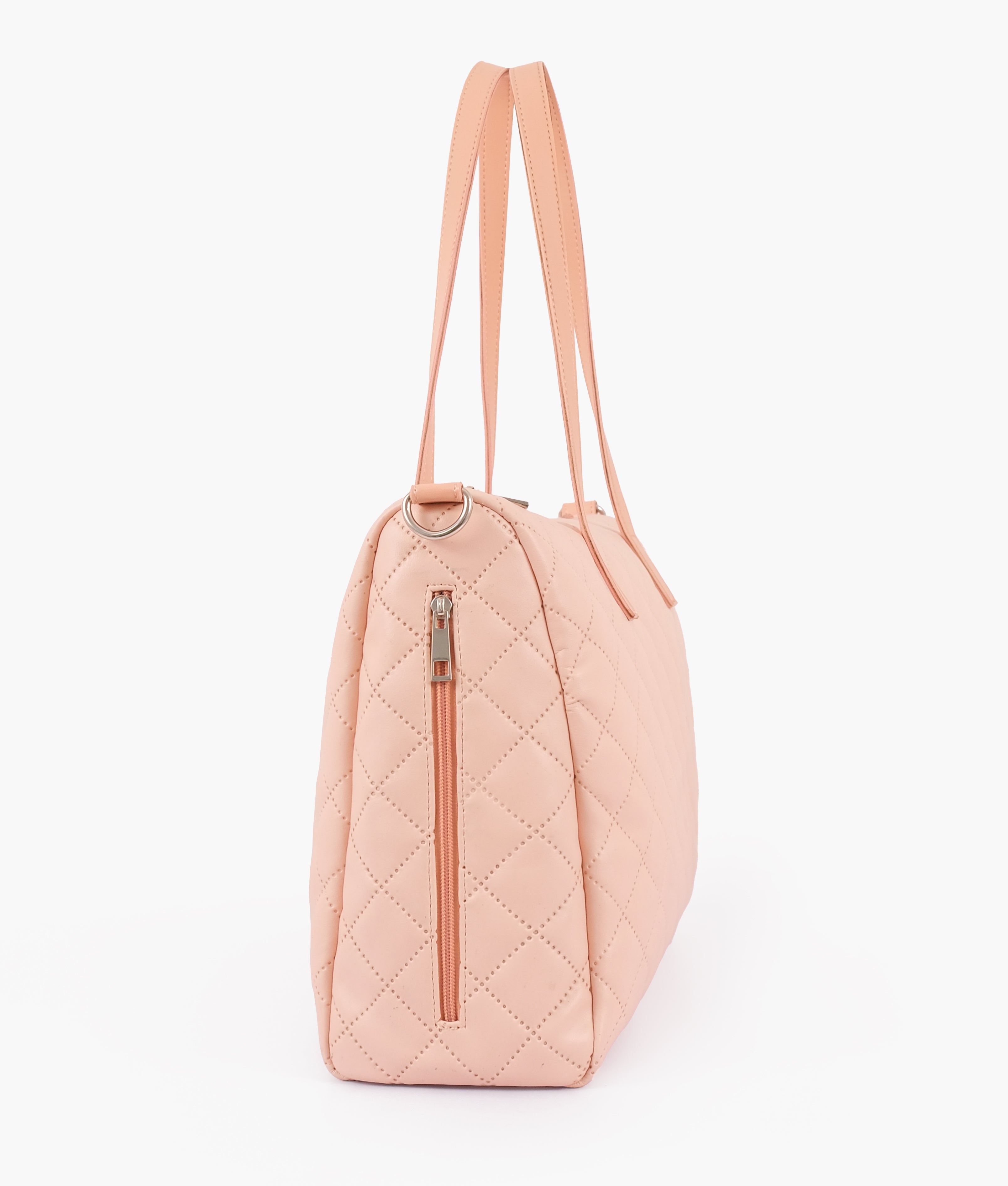 Z.B - Baby pink quilted carryall tote bag