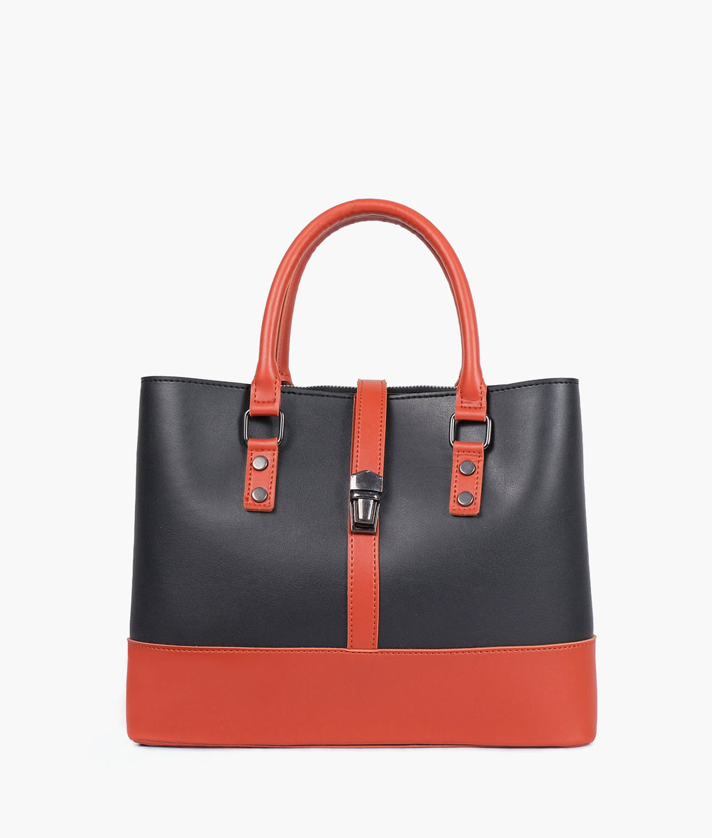 Z.B - Black and rust multi-compartment shoulder bag