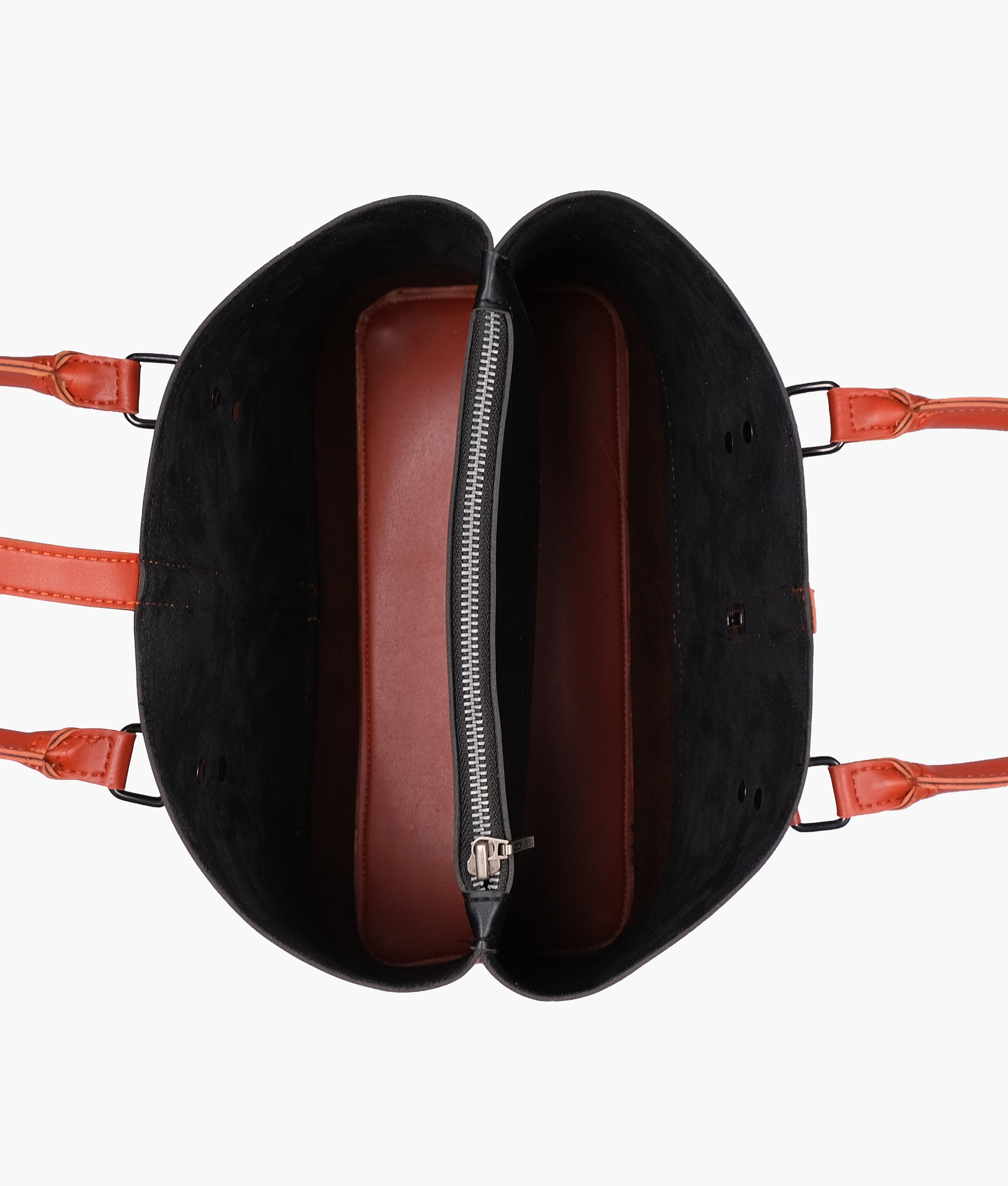 Z.B - Black and rust multi-compartment shoulder bag