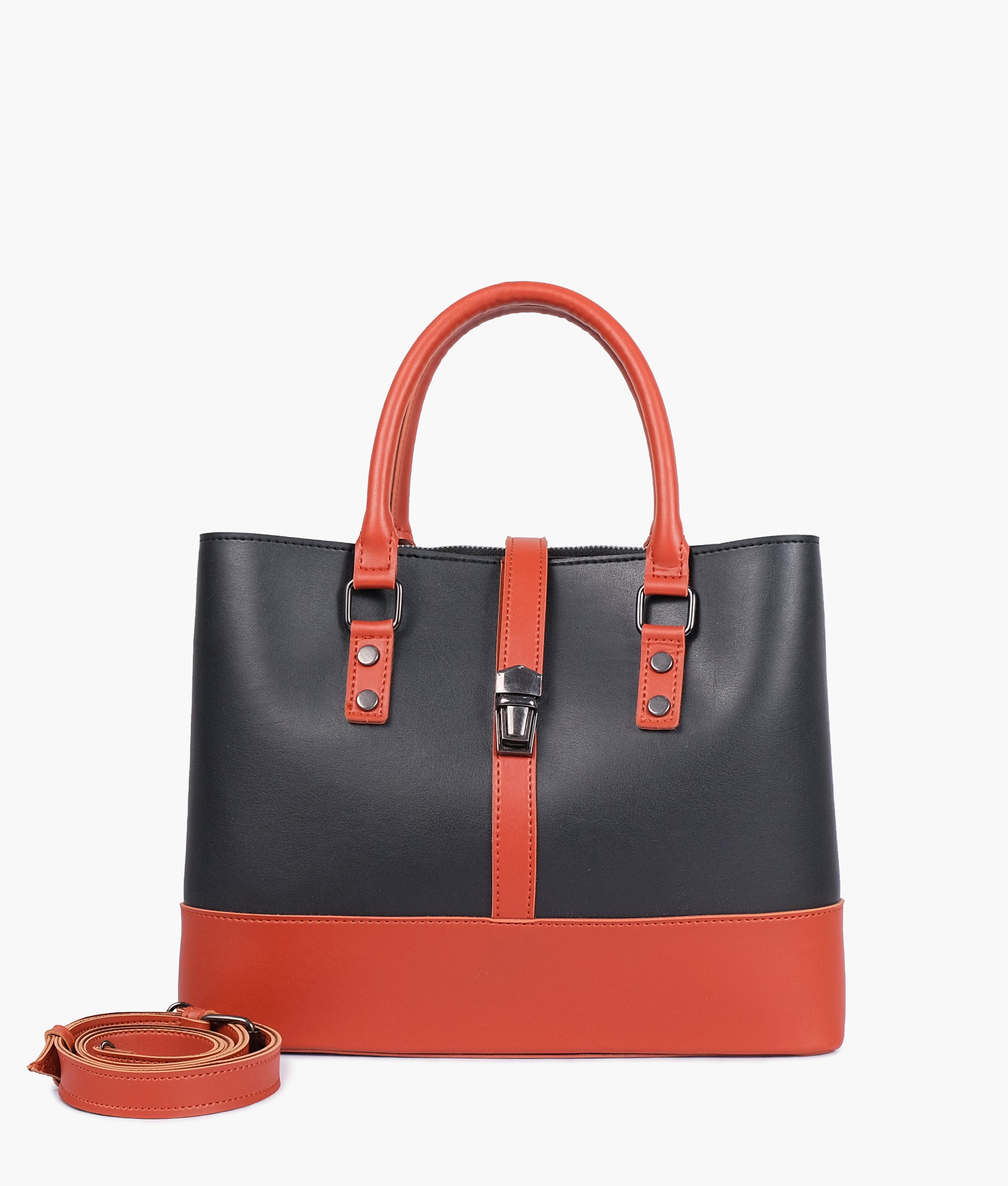 Z.B - Black and rust multi-compartment shoulder bag