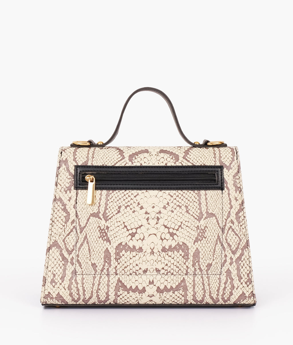 Z.B - Black and white crocodile cross-body bag with top-handle