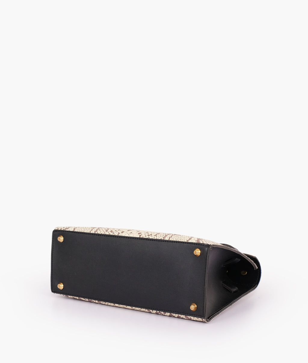 Z.B - Black and white crocodile cross-body bag with top-handle