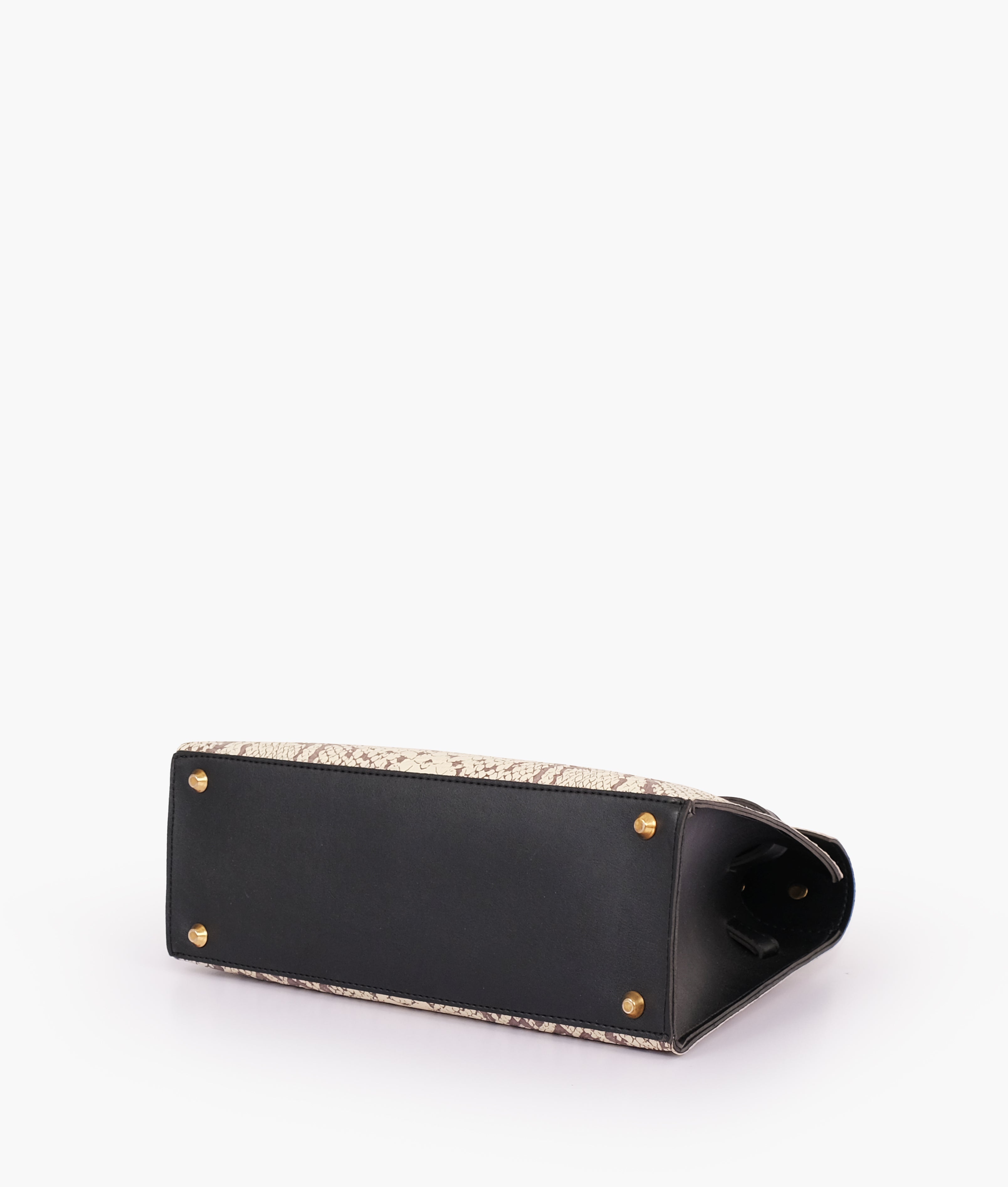 Z.B - Black and white crocodile cross-body bag with top-handle