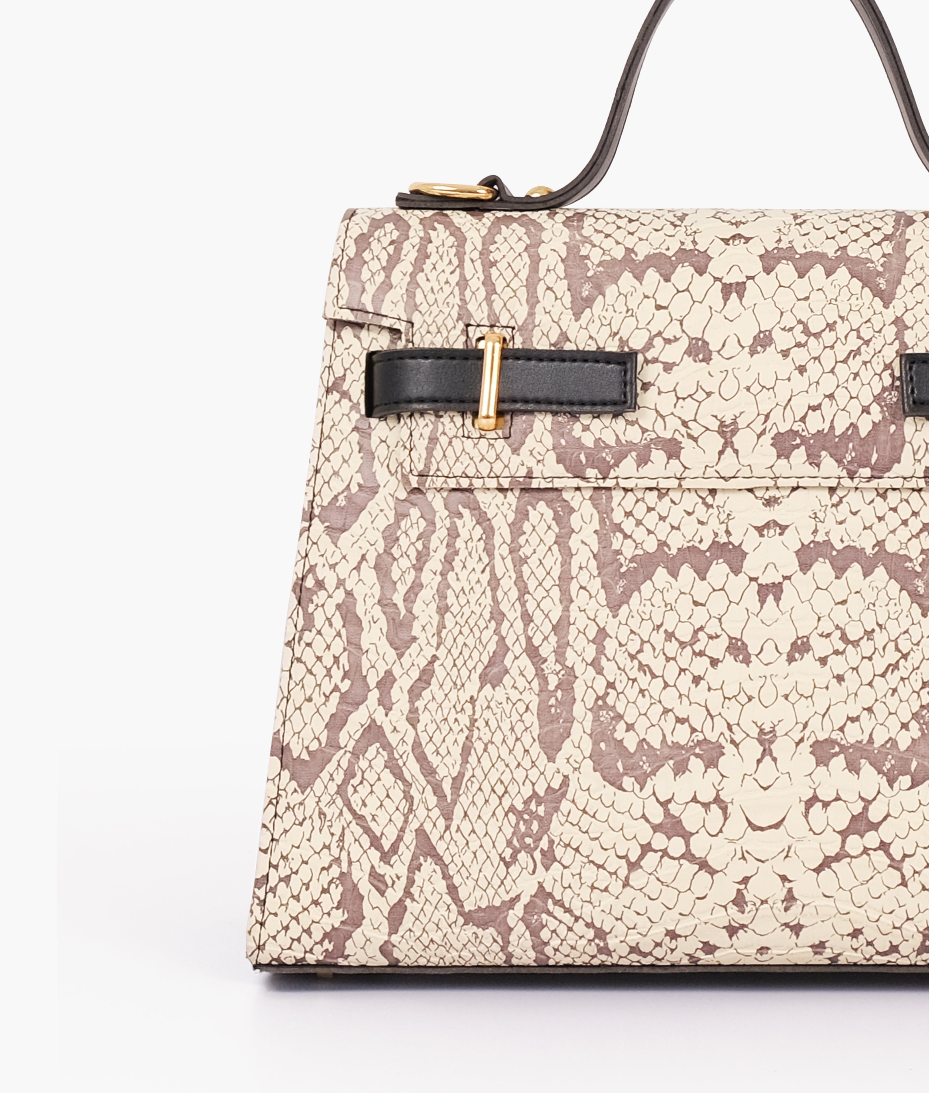 Z.B - Black and white crocodile cross-body bag with top-handle