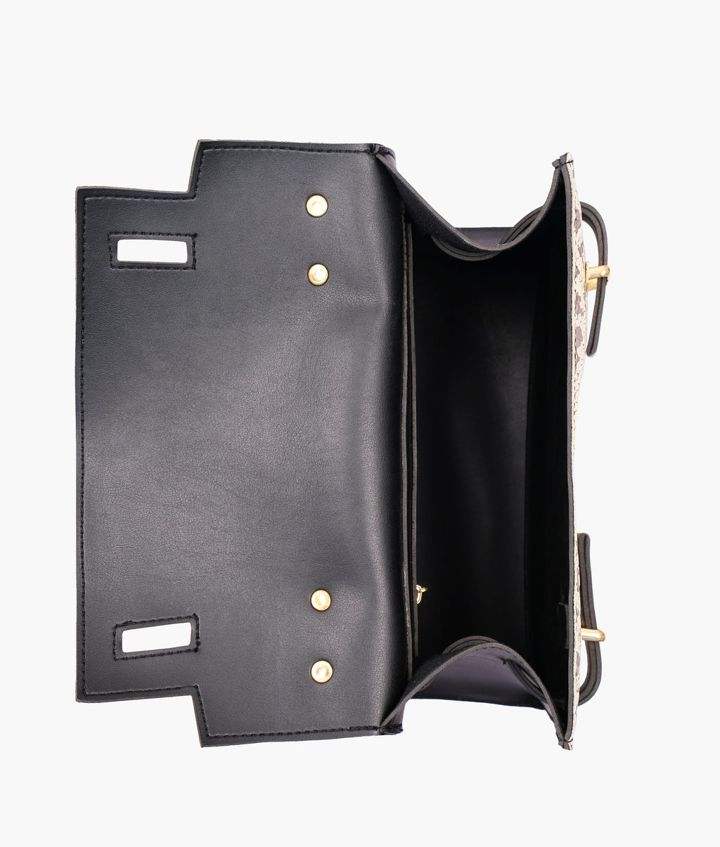 Z.B - Black and white crocodile cross-body bag with top-handle