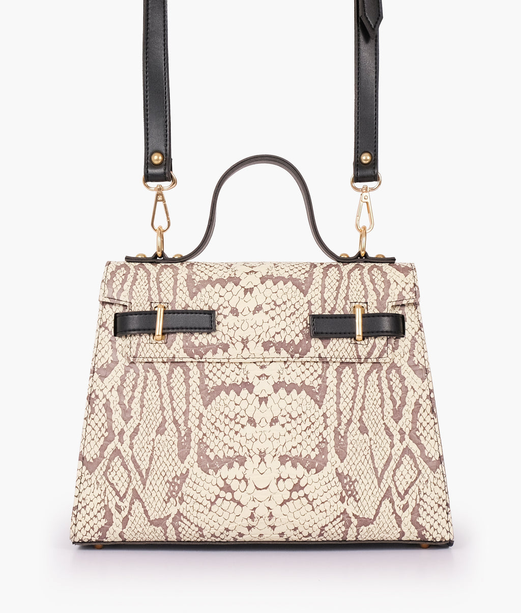 Z.B - Black and white crocodile cross-body bag with top-handle