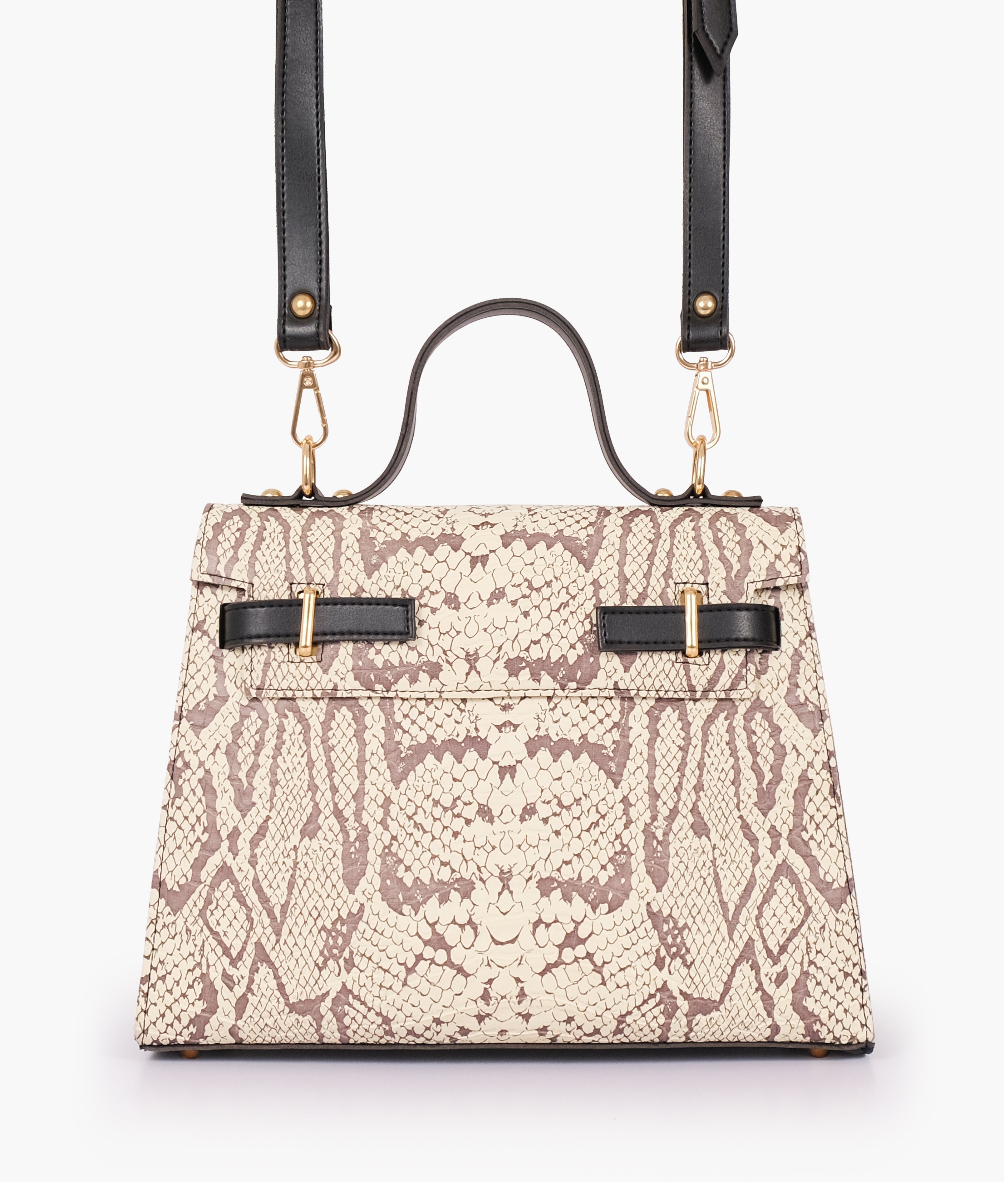 Z.B - Black and white crocodile cross-body bag with top-handle