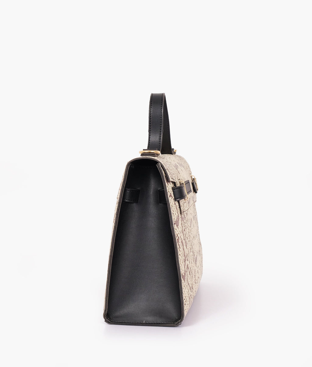 Z.B - Black and white crocodile cross-body bag with top-handle