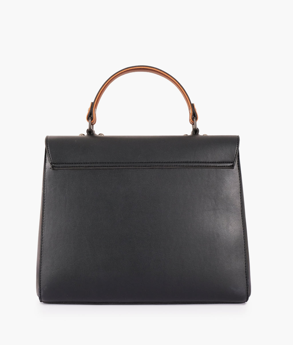 Z.B - Black flap-over top-handle bag