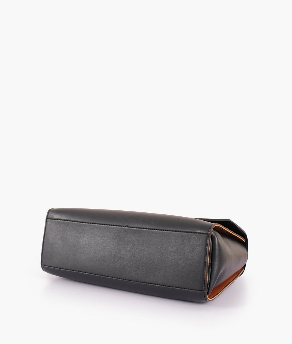 Z.B - Black flap-over top-handle bag