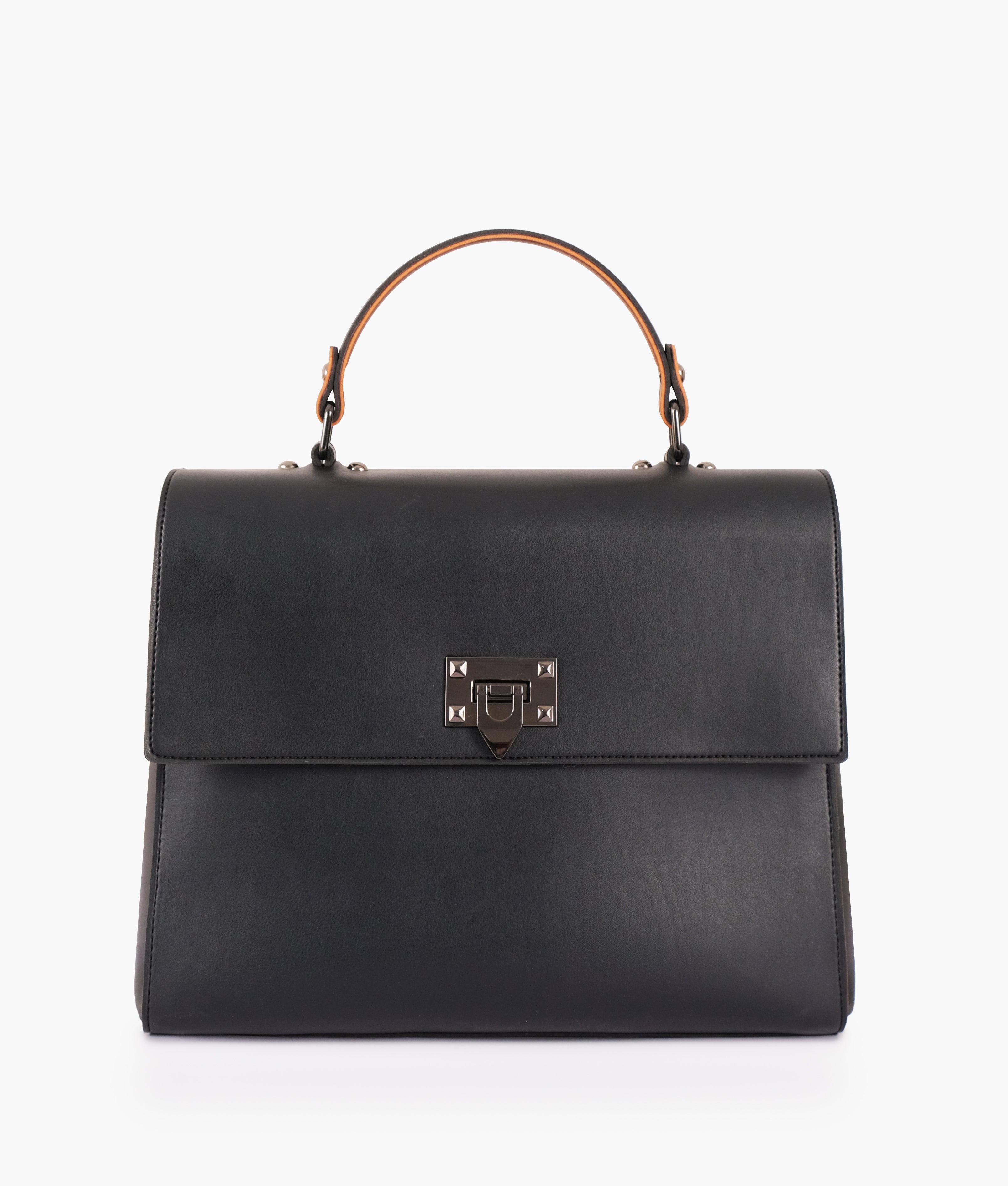 Z.B - Black flap-over top-handle bag