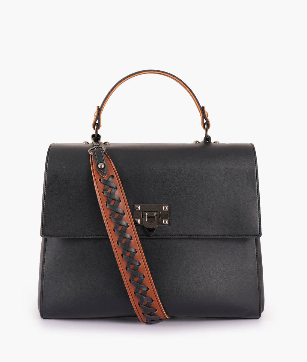 Z.B - Black flap-over top-handle bag