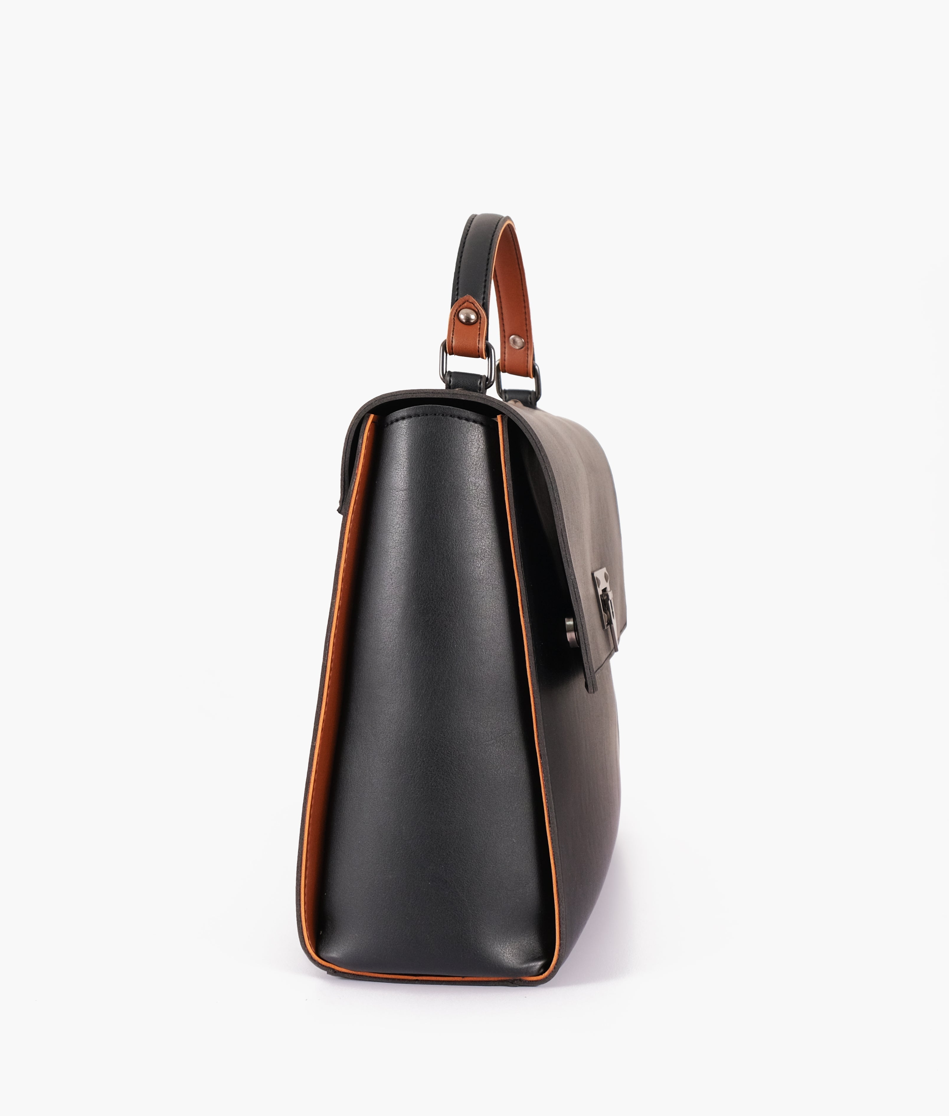Z.B - Black flap-over top-handle bag