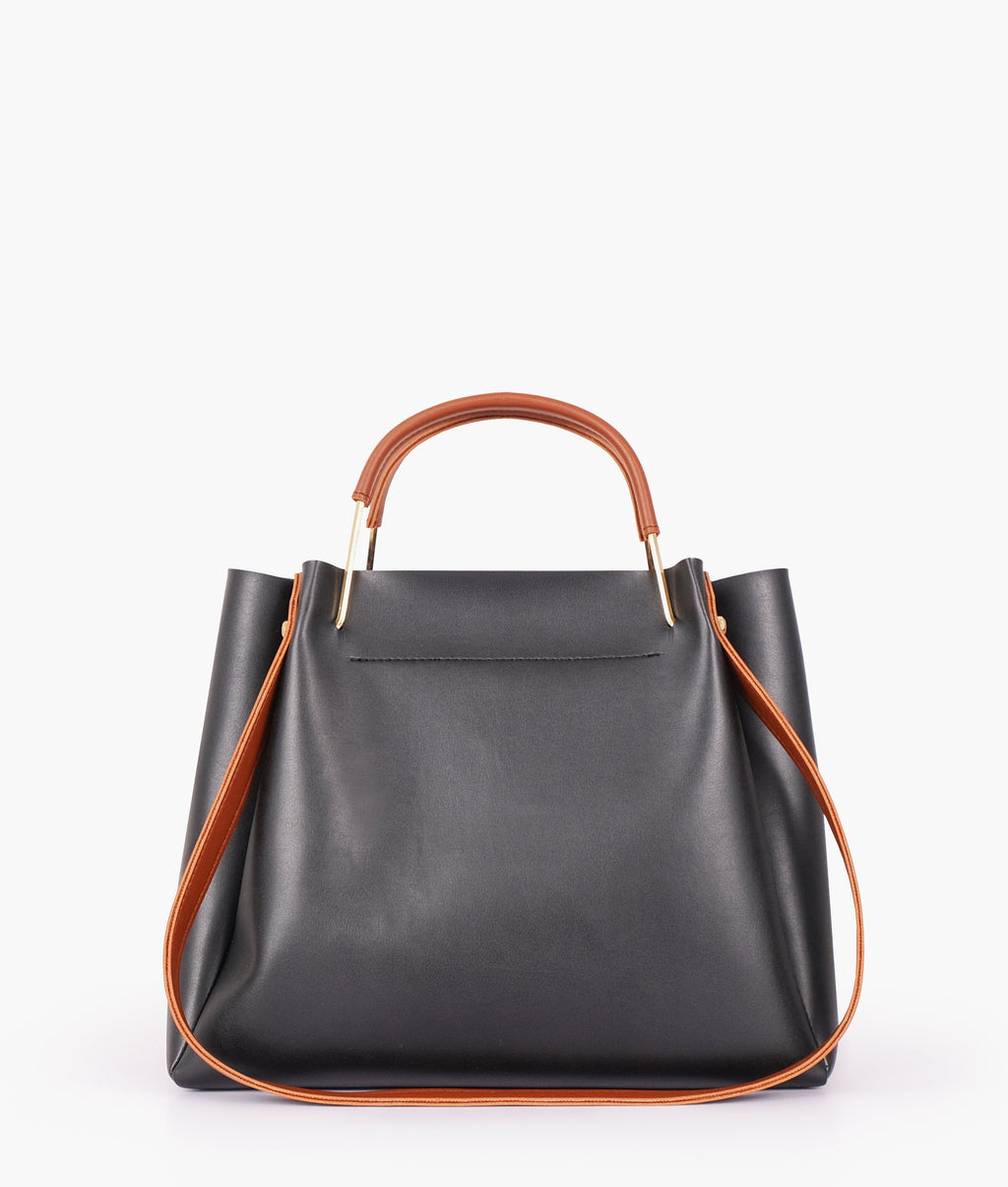 Z.B - Black metal handle tote bag