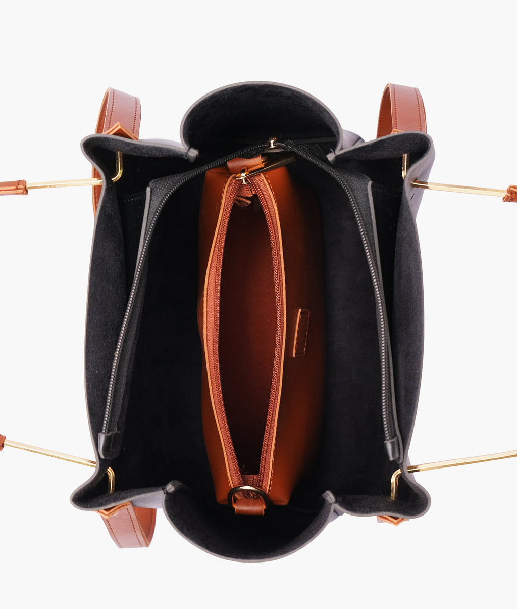 Z.B - Black metal handle tote bag