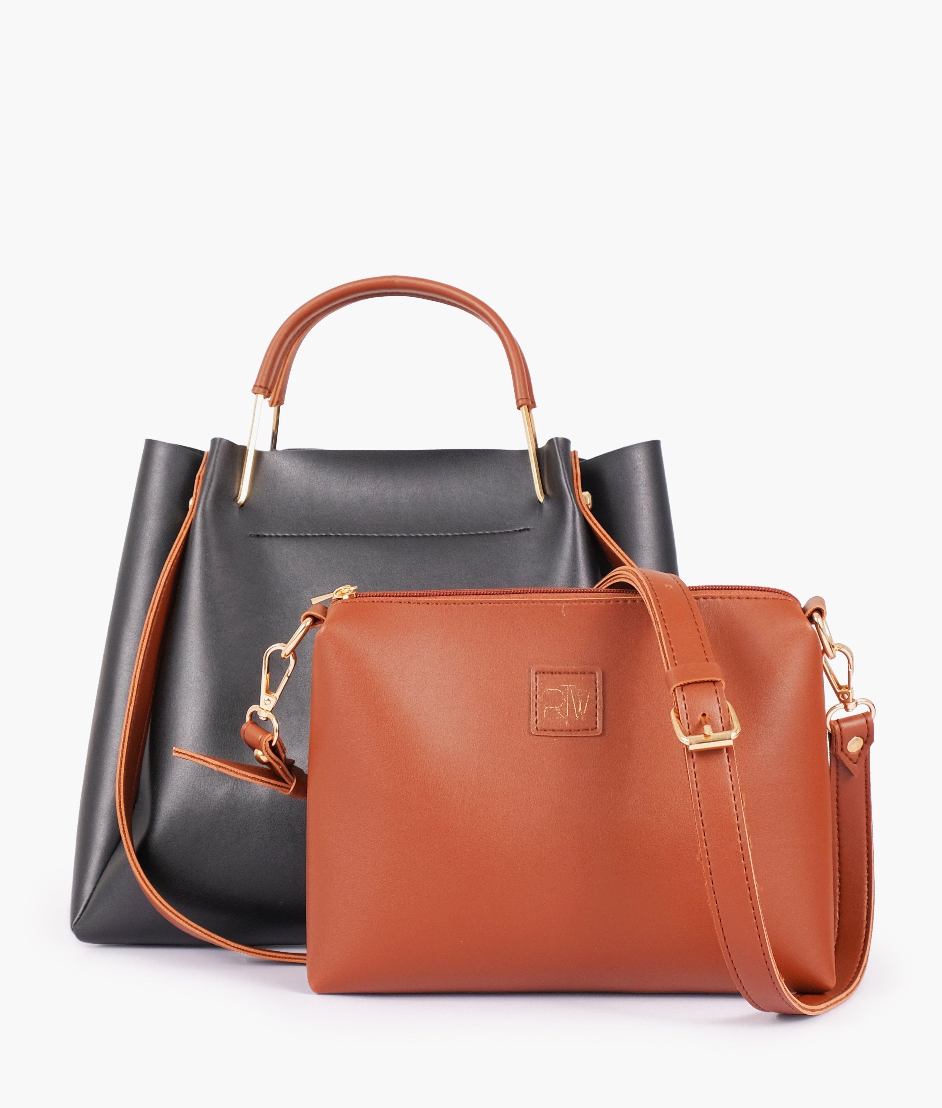 Z.B - Black metal handle tote bag