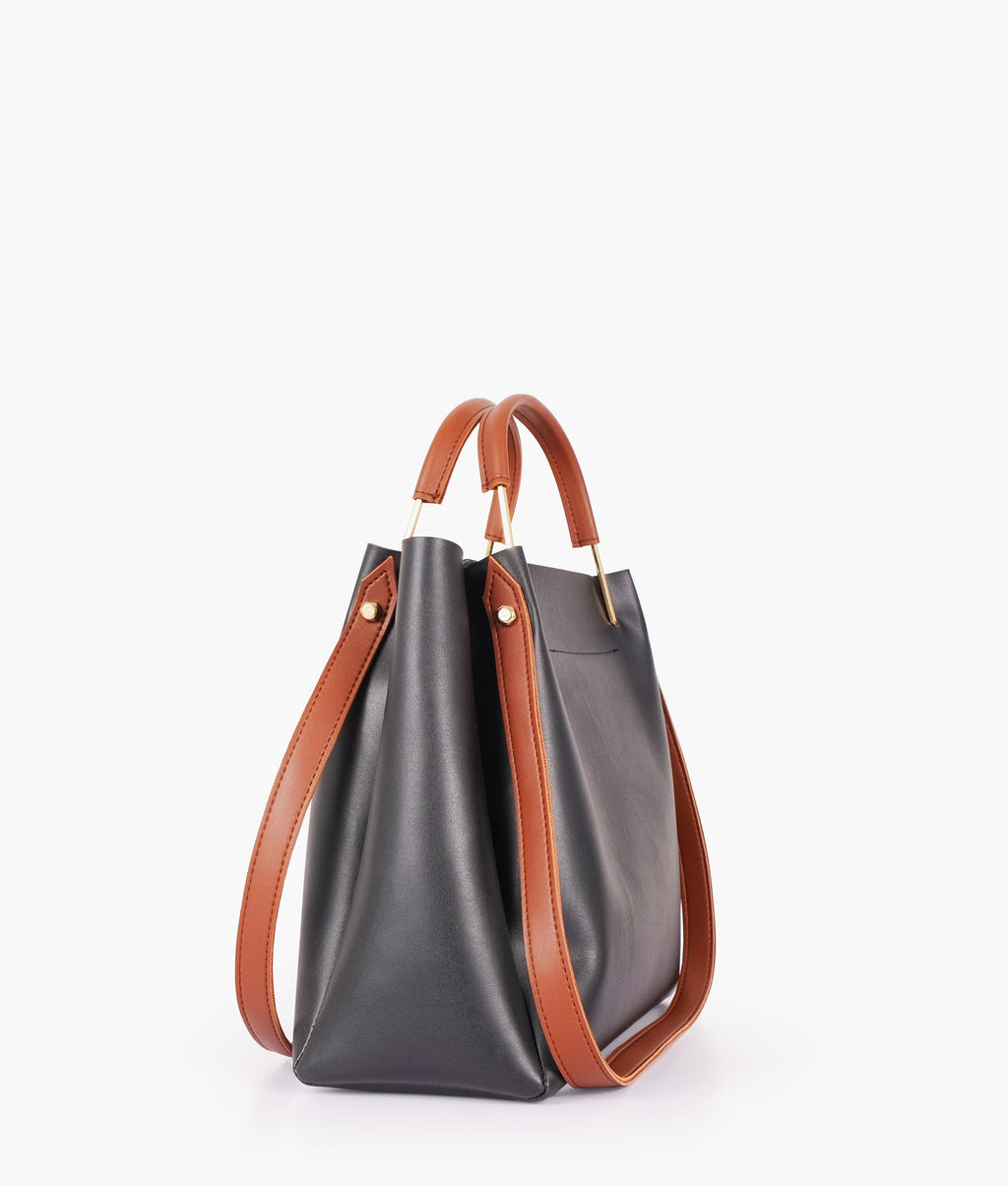Z.B - Black metal handle tote bag
