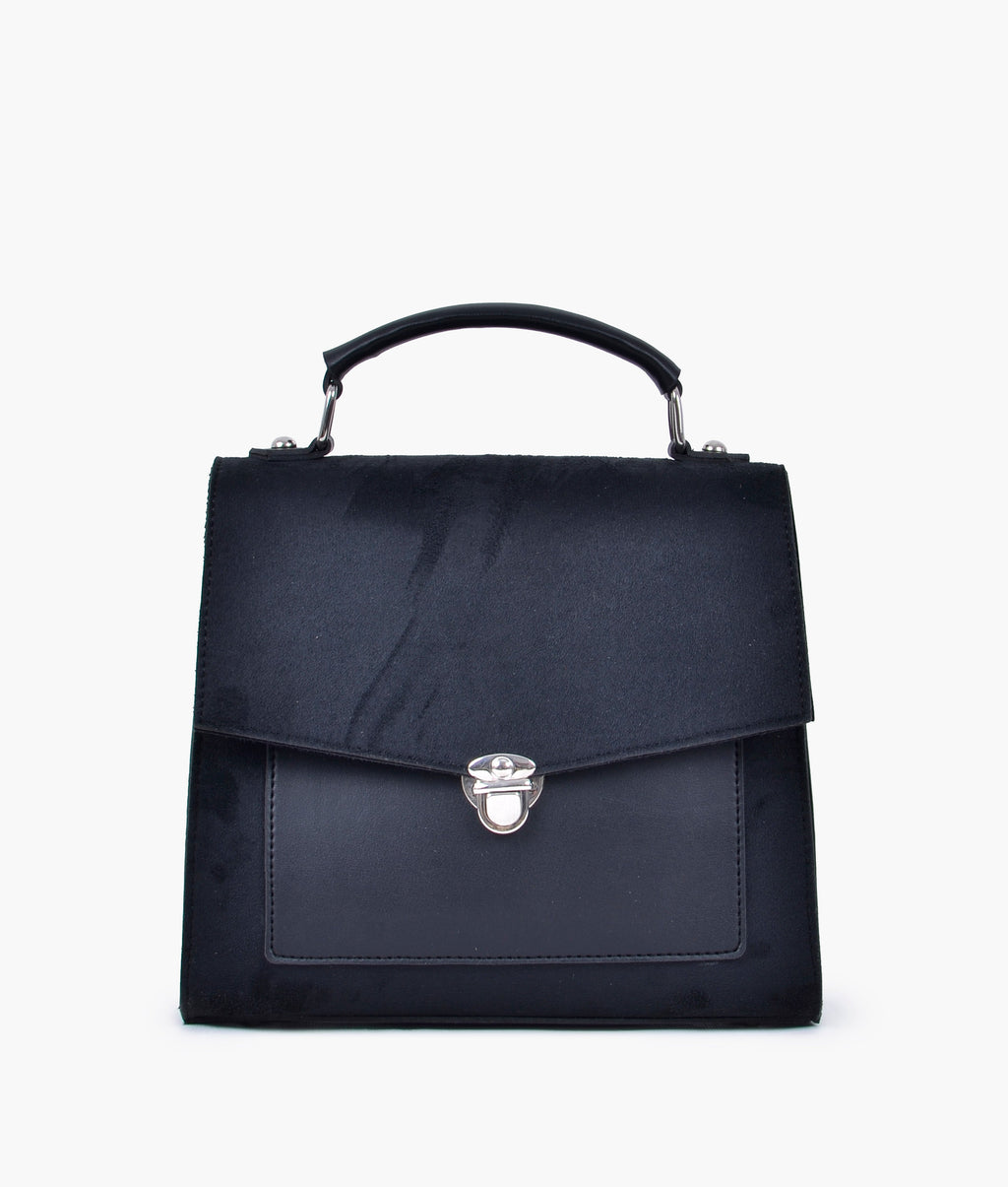 Z.B - Black suede push-lock messenger bag