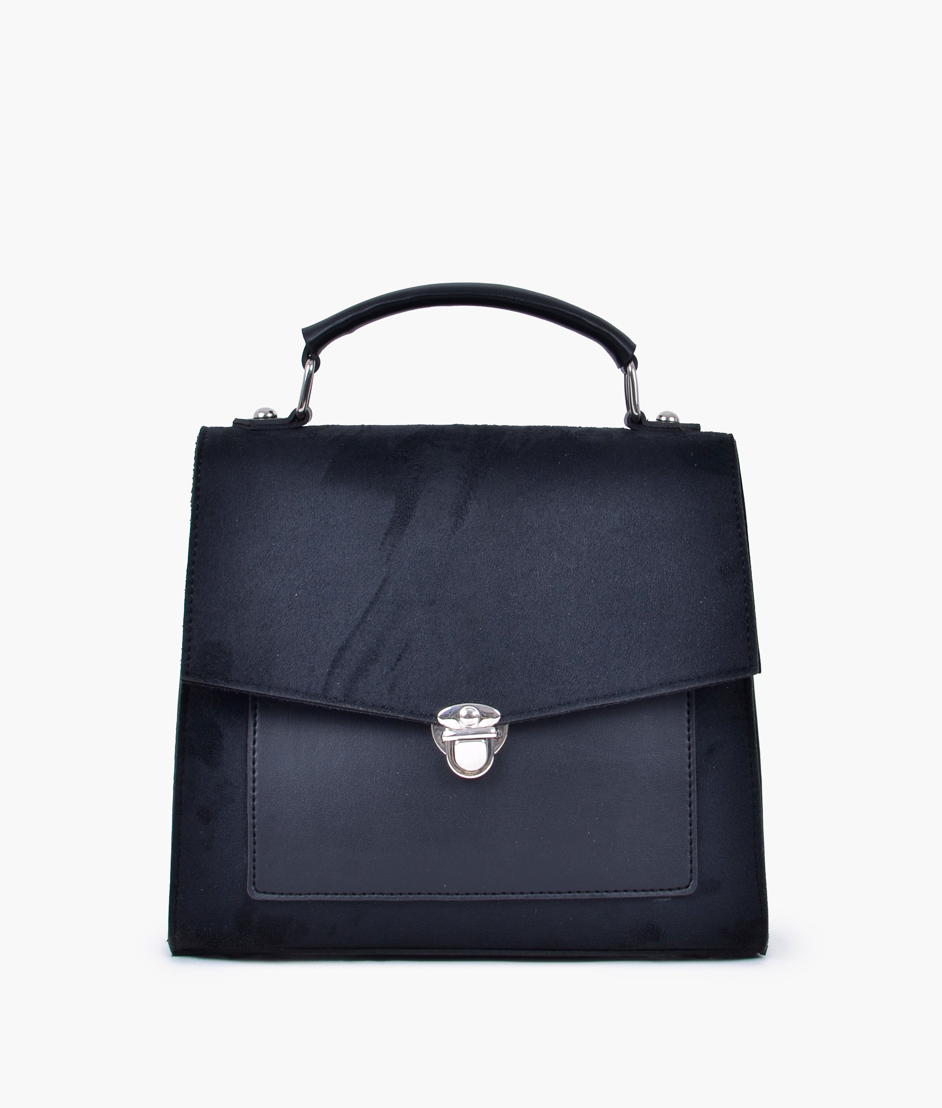 Z.B - Black suede push-lock messenger bag