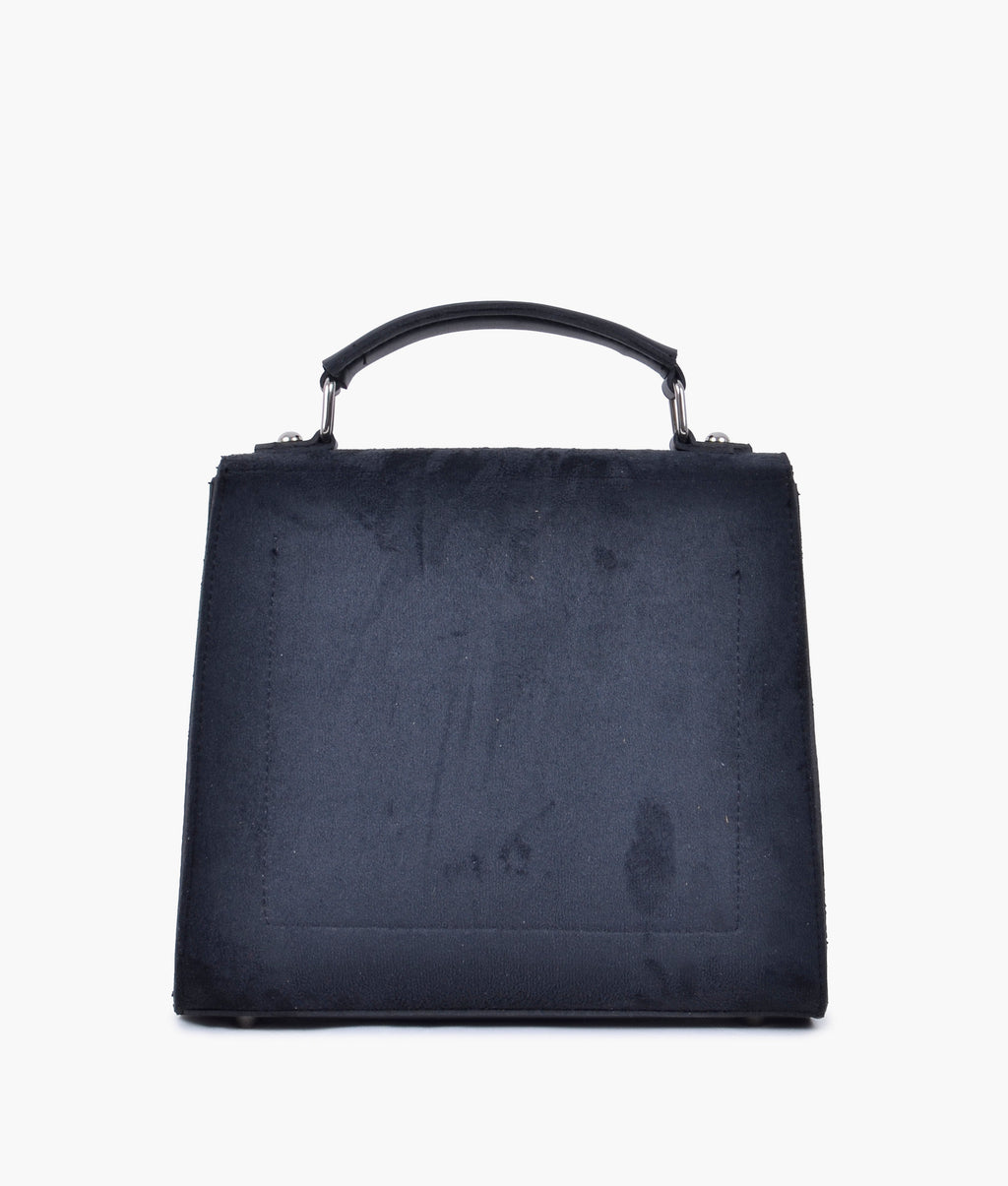 Z.B - Black suede push-lock messenger bag