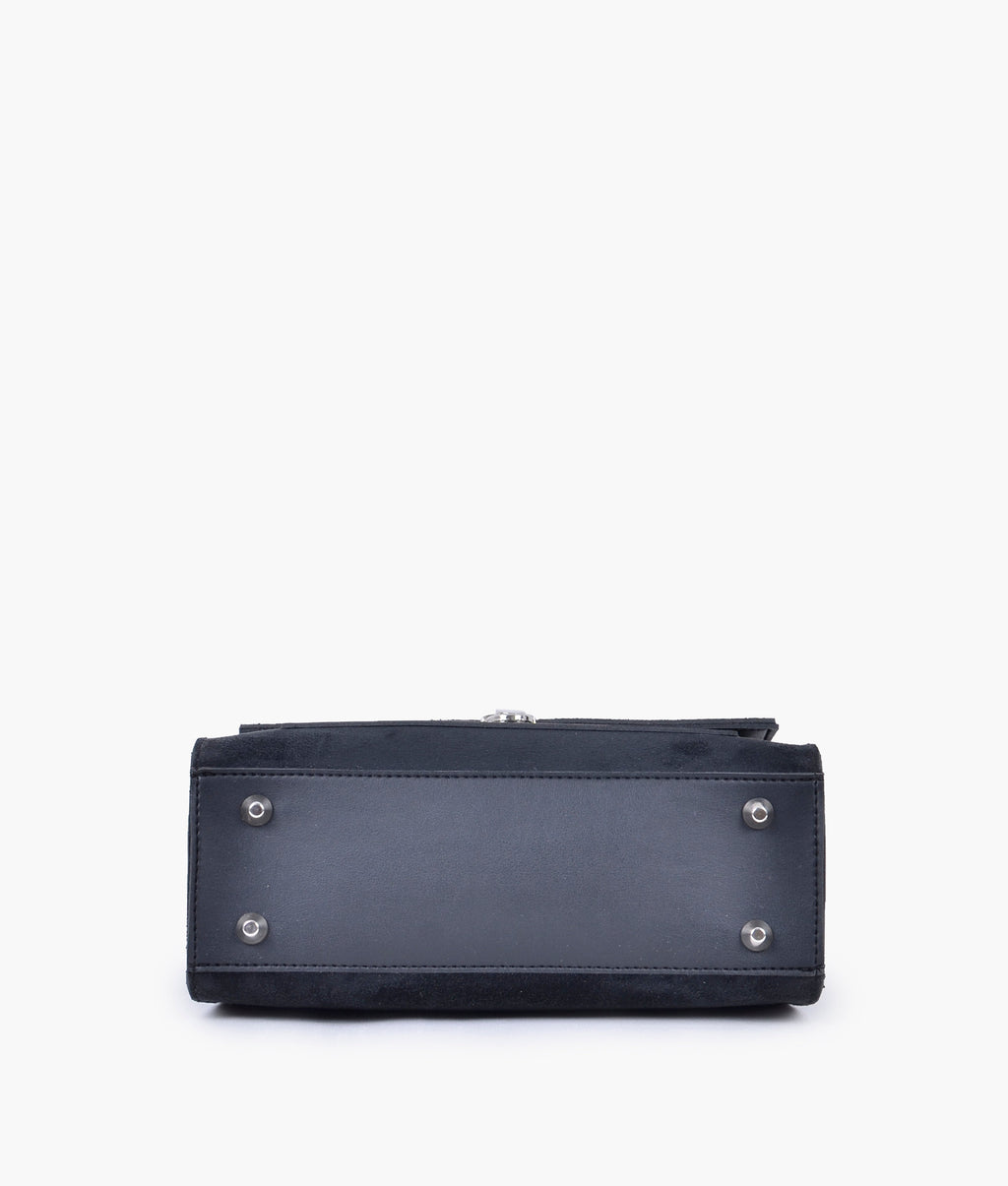 Z.B - Black suede push-lock messenger bag