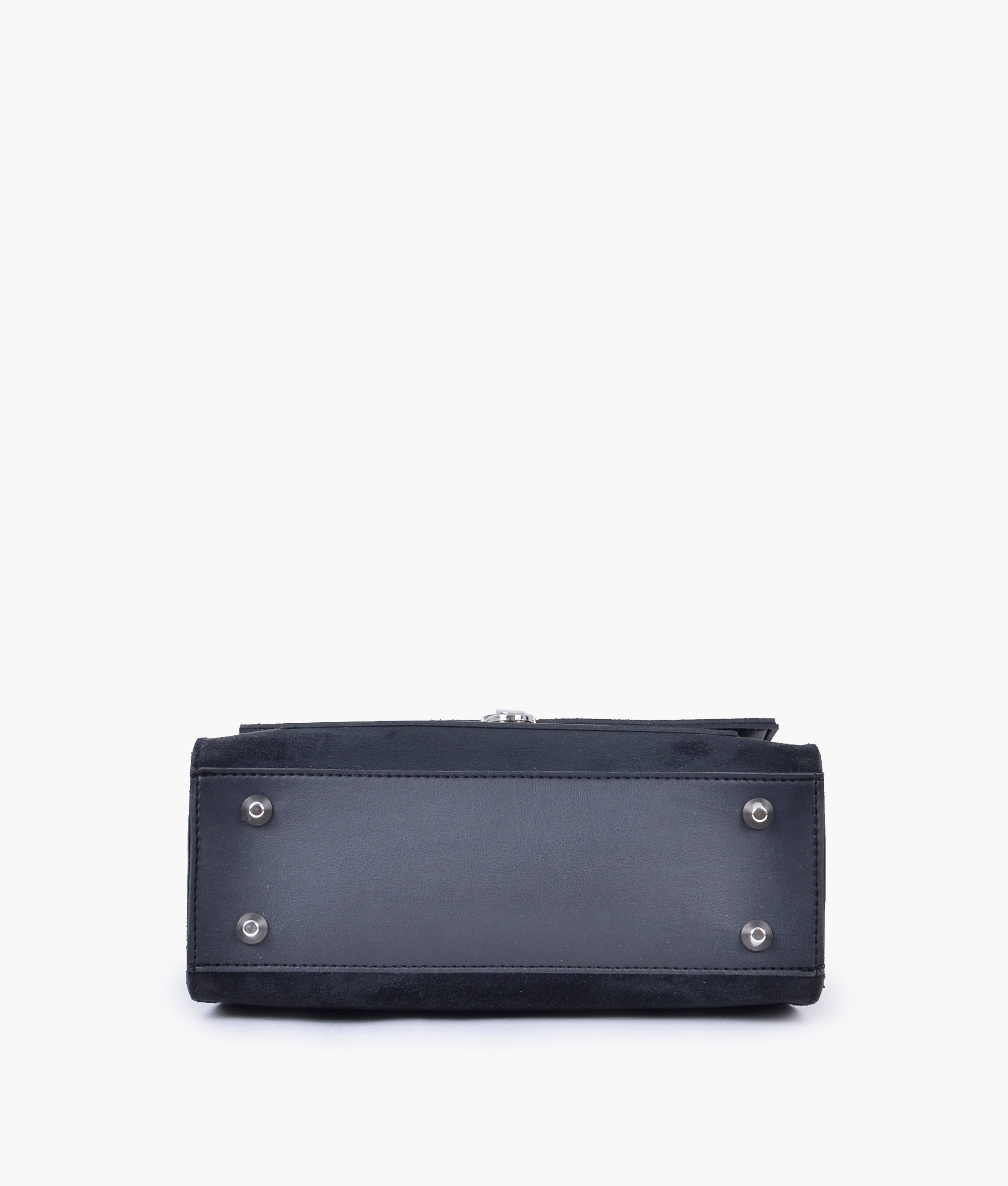 Z.B - Black suede push-lock messenger bag
