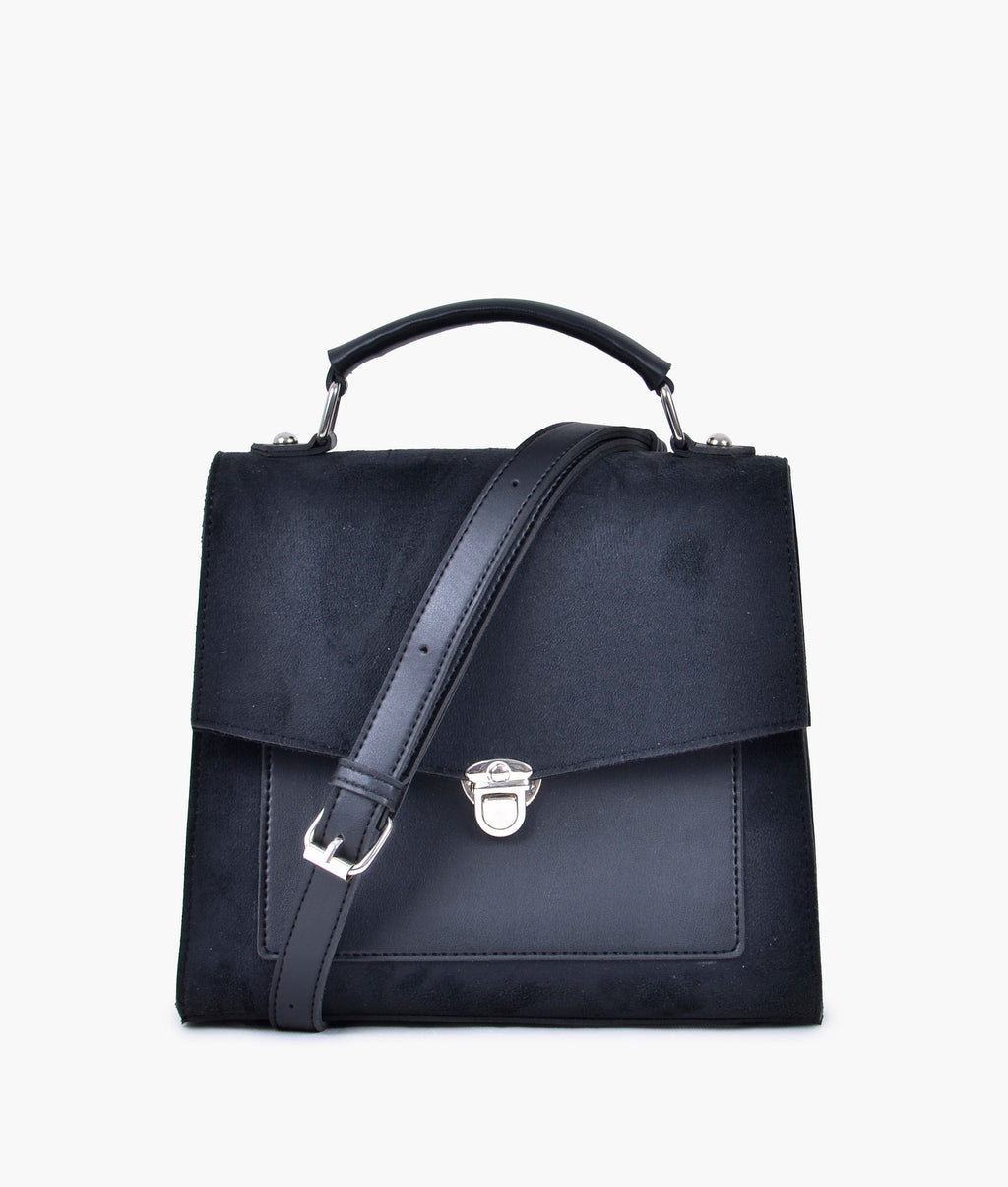 Z.B - Black suede push-lock messenger bag