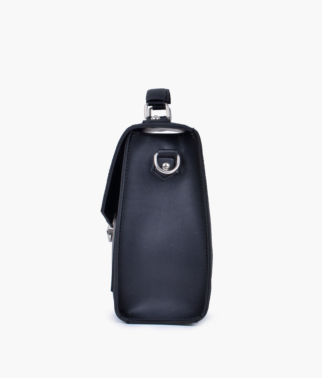 Z.B - Black suede push-lock messenger bag