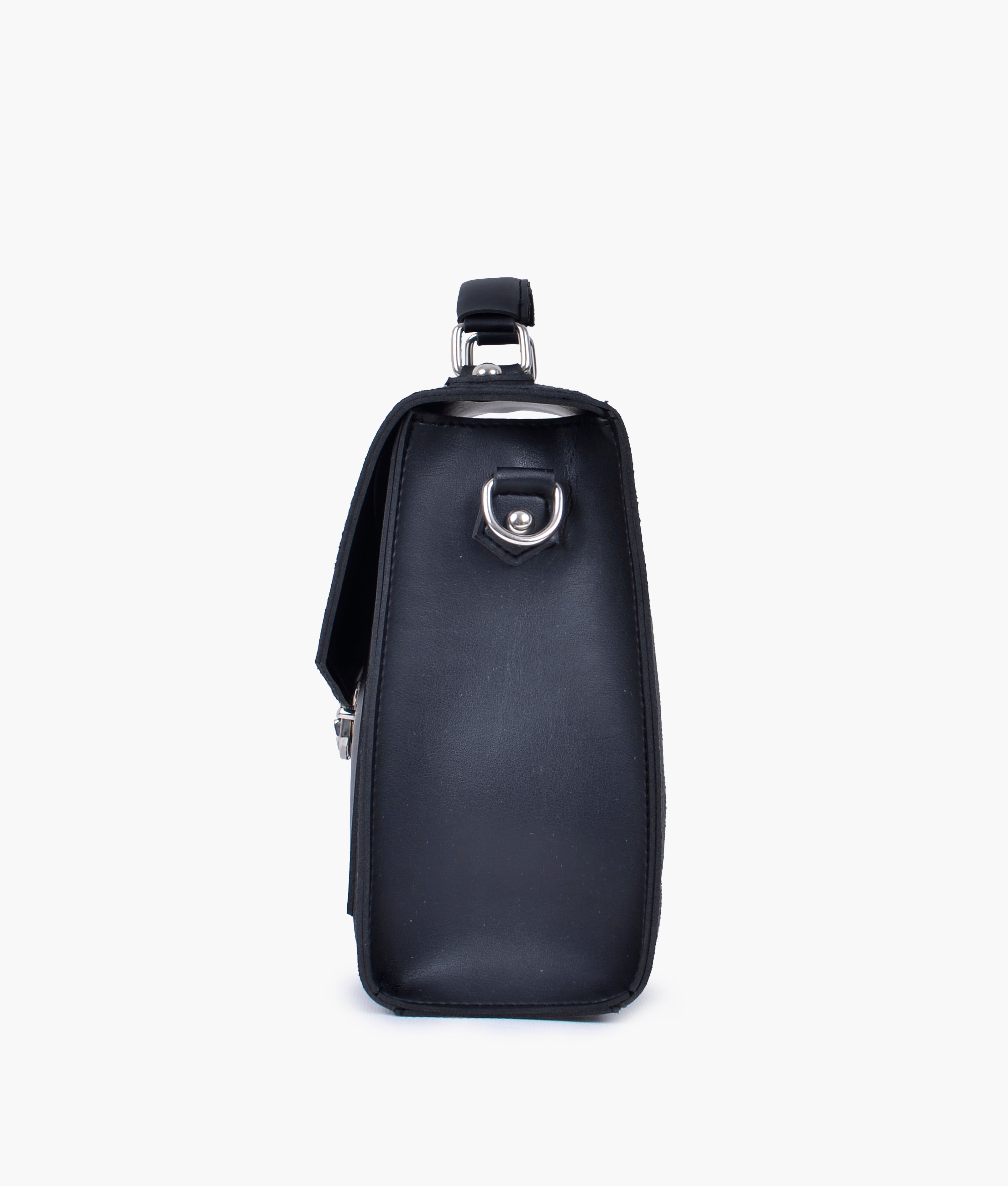 Z.B - Black suede push-lock messenger bag