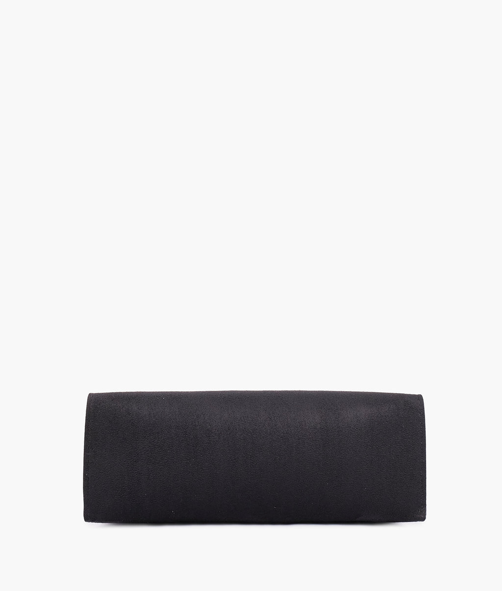 Z.B - Black suede zipper shoulder bag with long handle