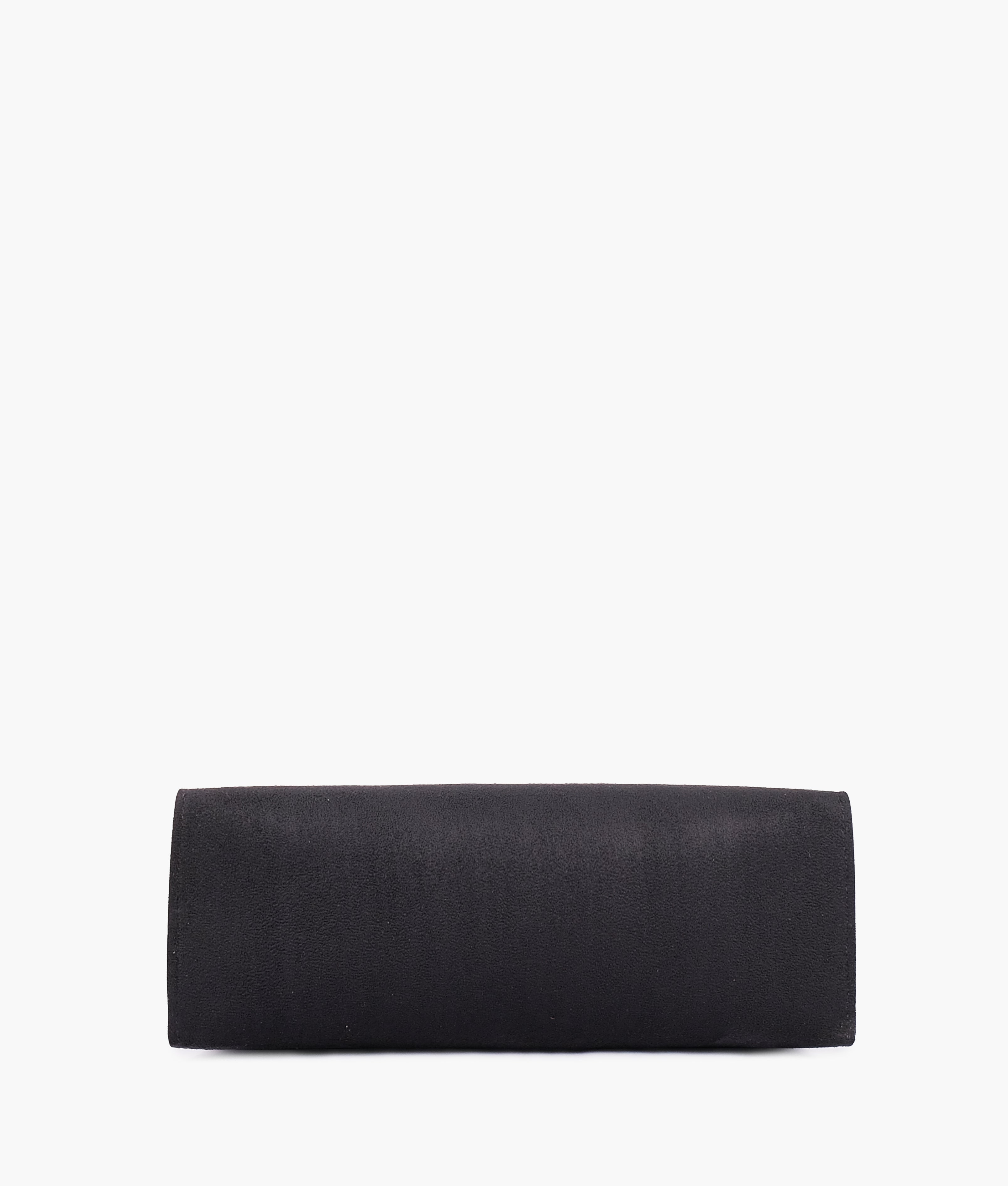 Z.B - Black suede zipper shoulder bag with long handle