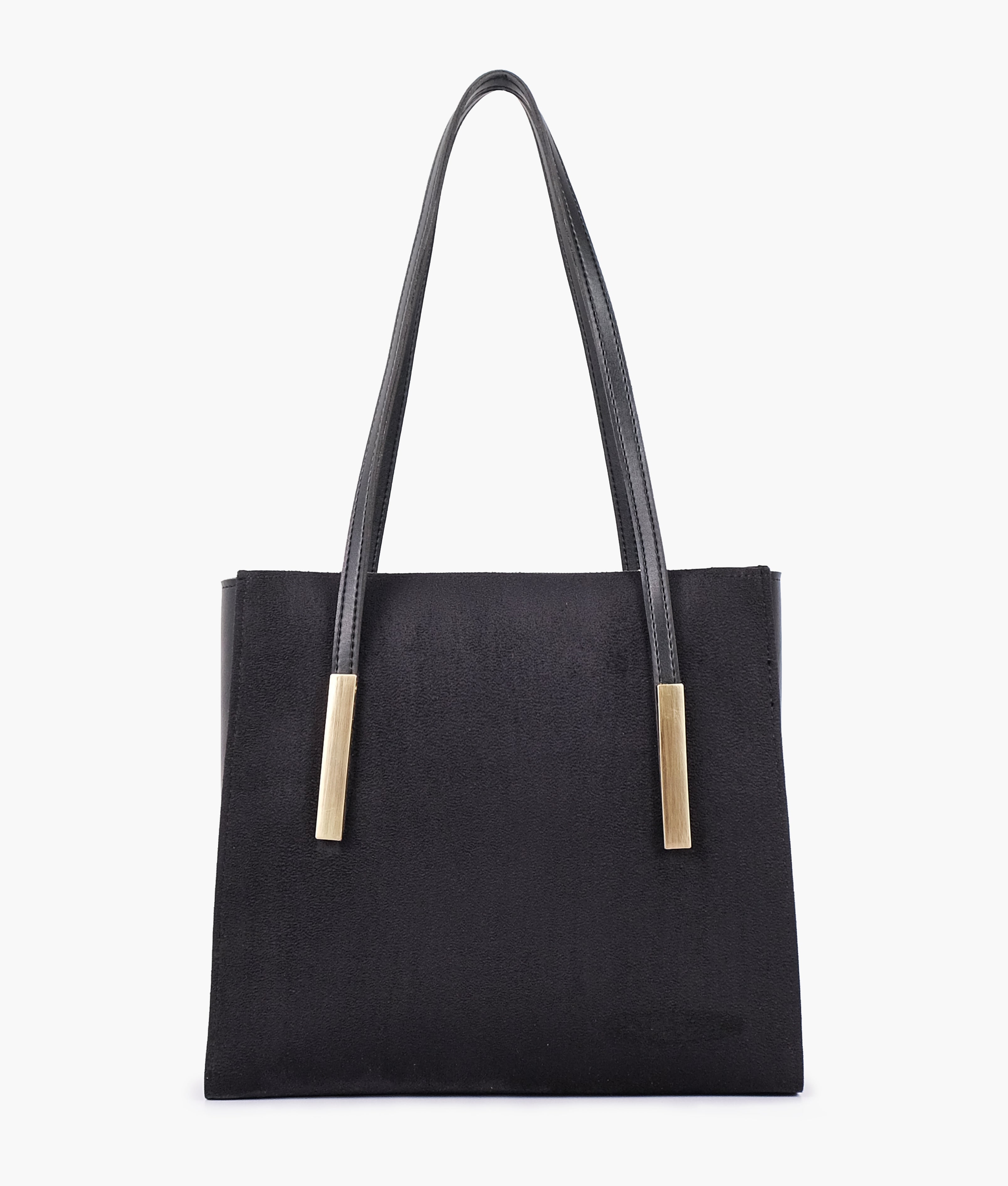 Z.B - Black suede zipper shoulder bag with long handle