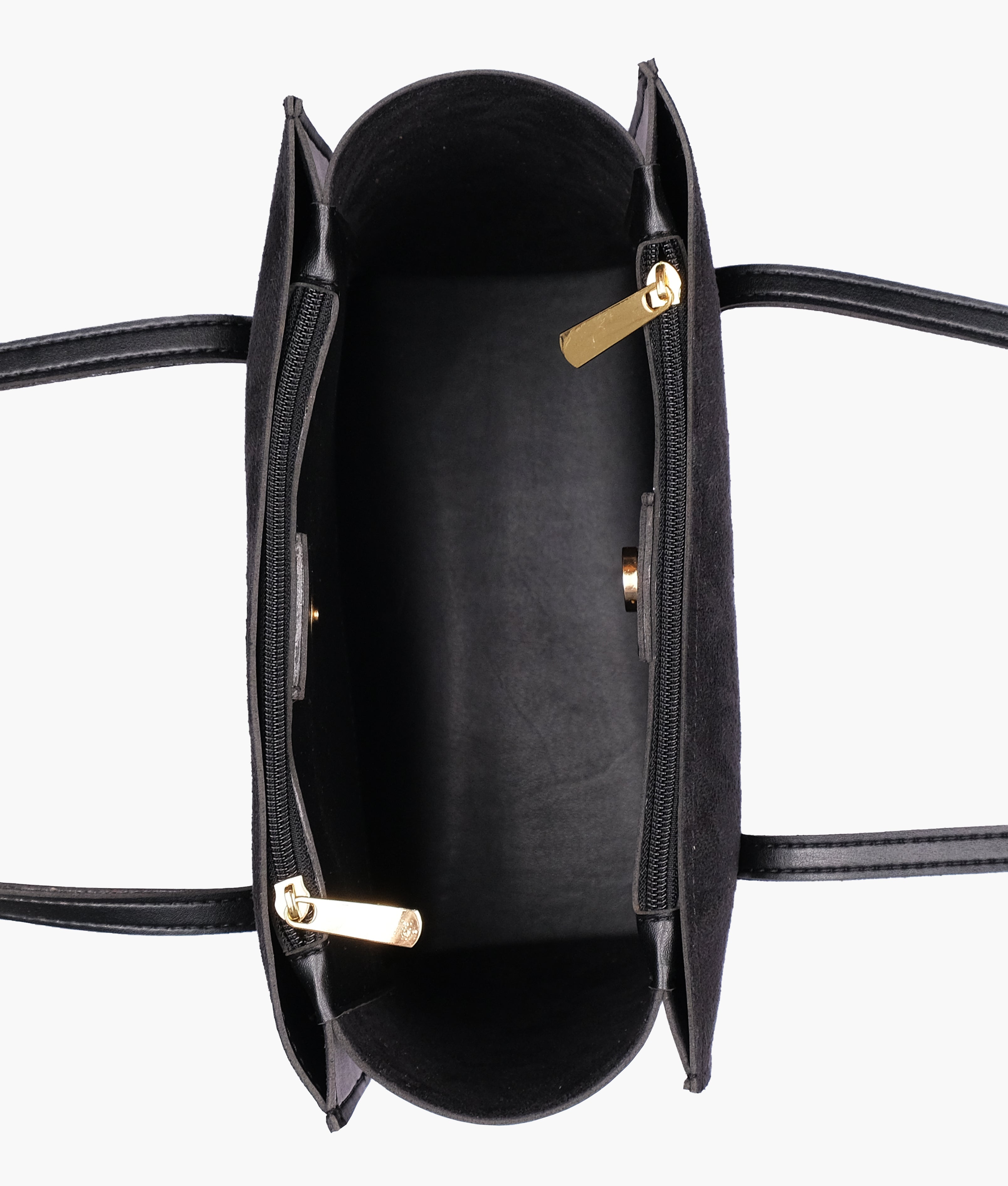 Z.B - Black suede zipper shoulder bag with long handle